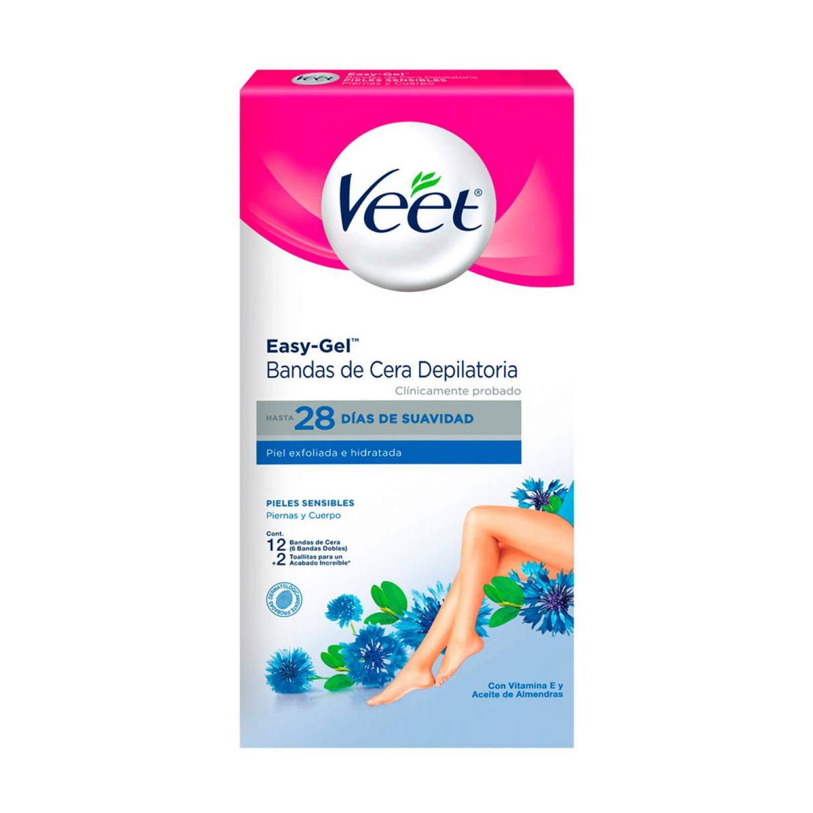 Bandas depilatorias corporales Veet piel sensible 12 pzas