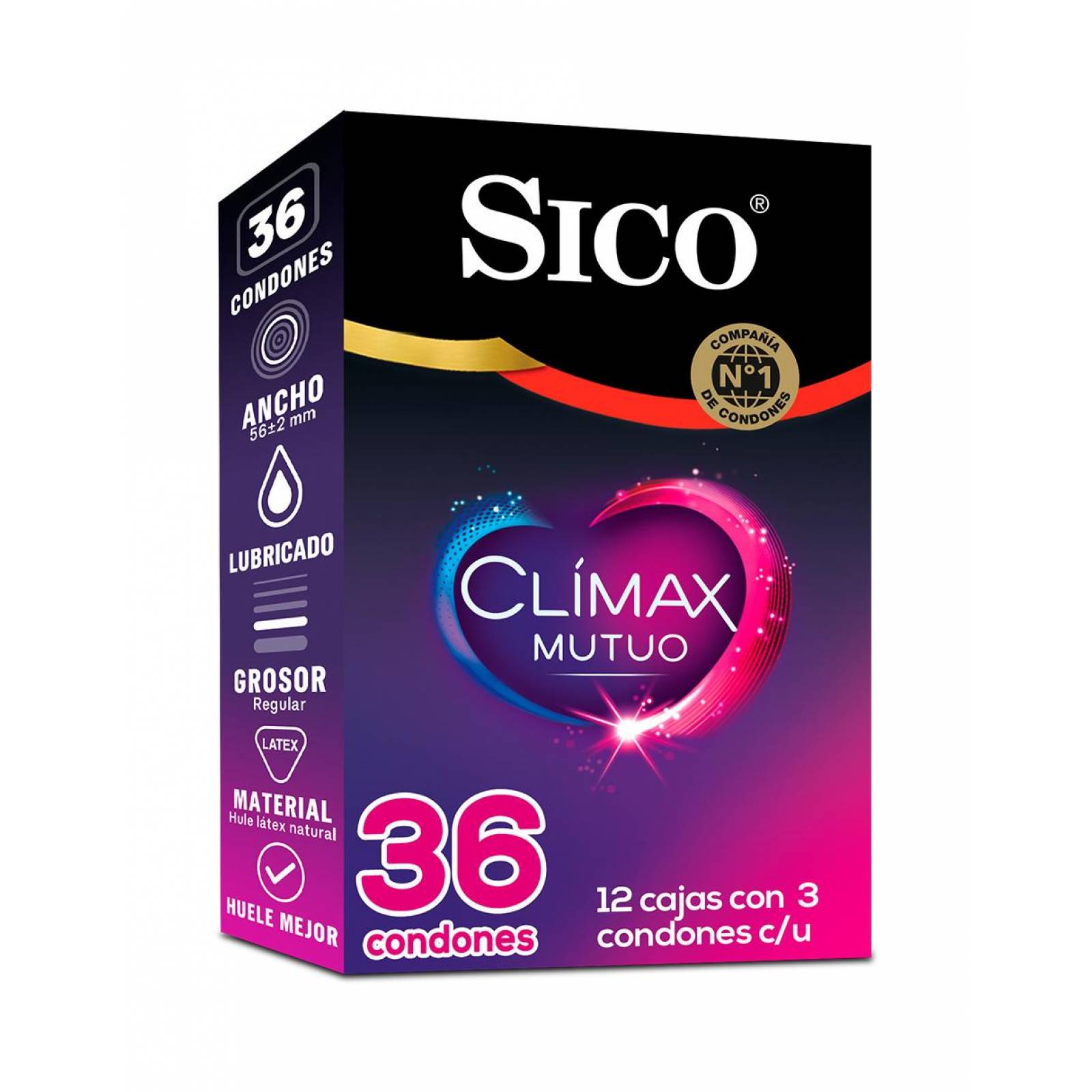 Condones Sico Clímax Mutuo caja 36 piezas 