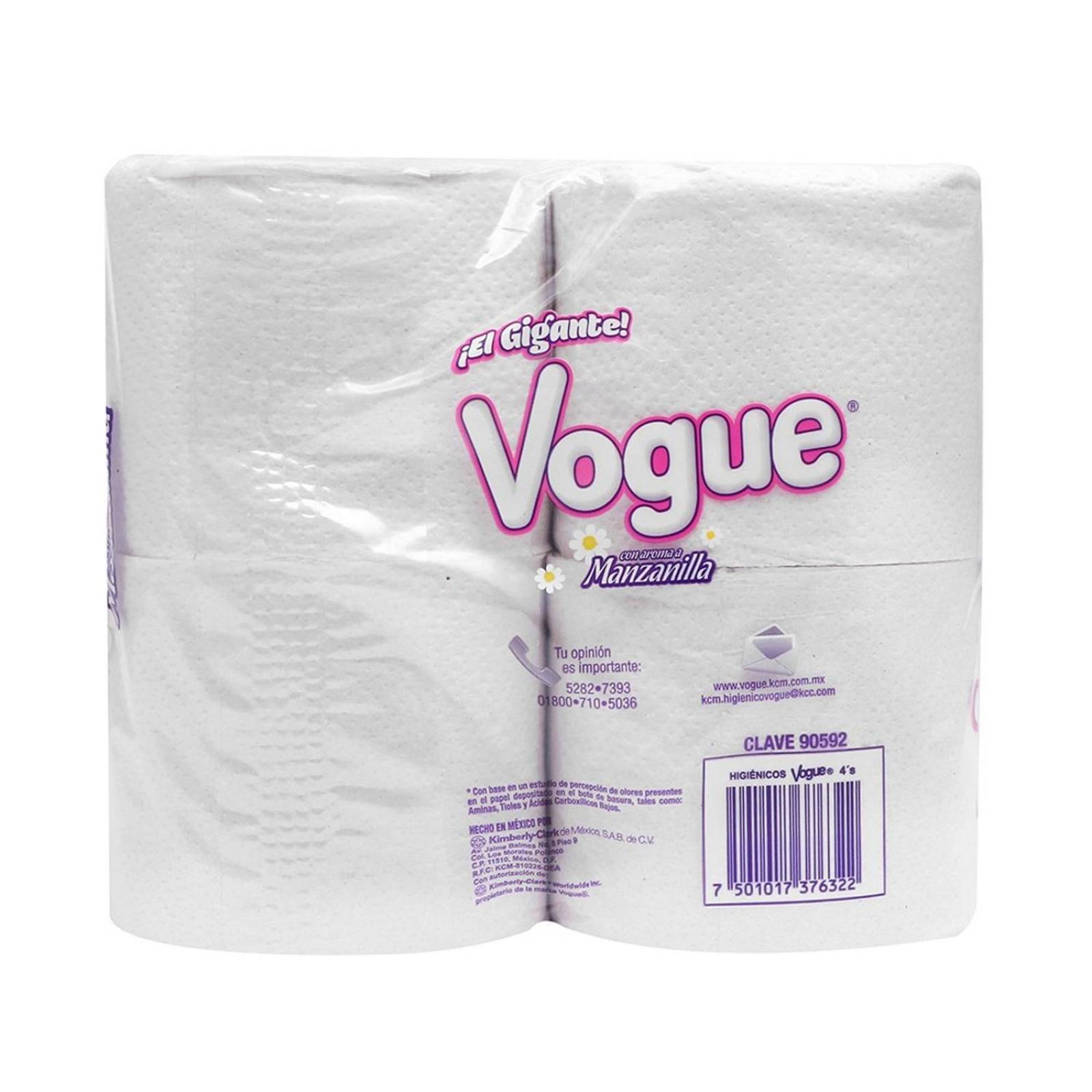 Pack de 12 Papel Hig gigante 400 hojas Vogue de 4 rollos 
