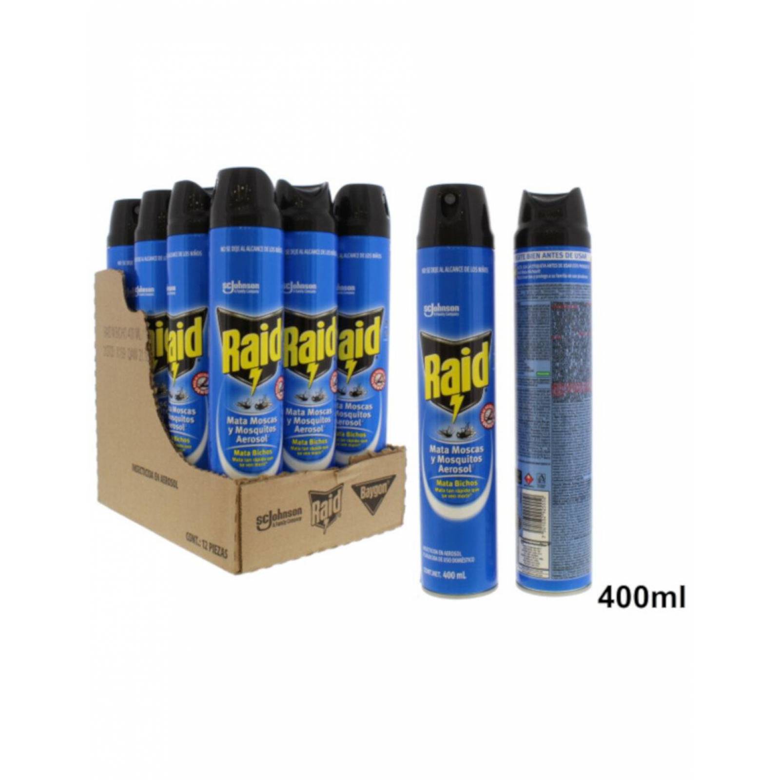 Pack de 12 Insecticida Raid Mata Bichos de 400 ml 