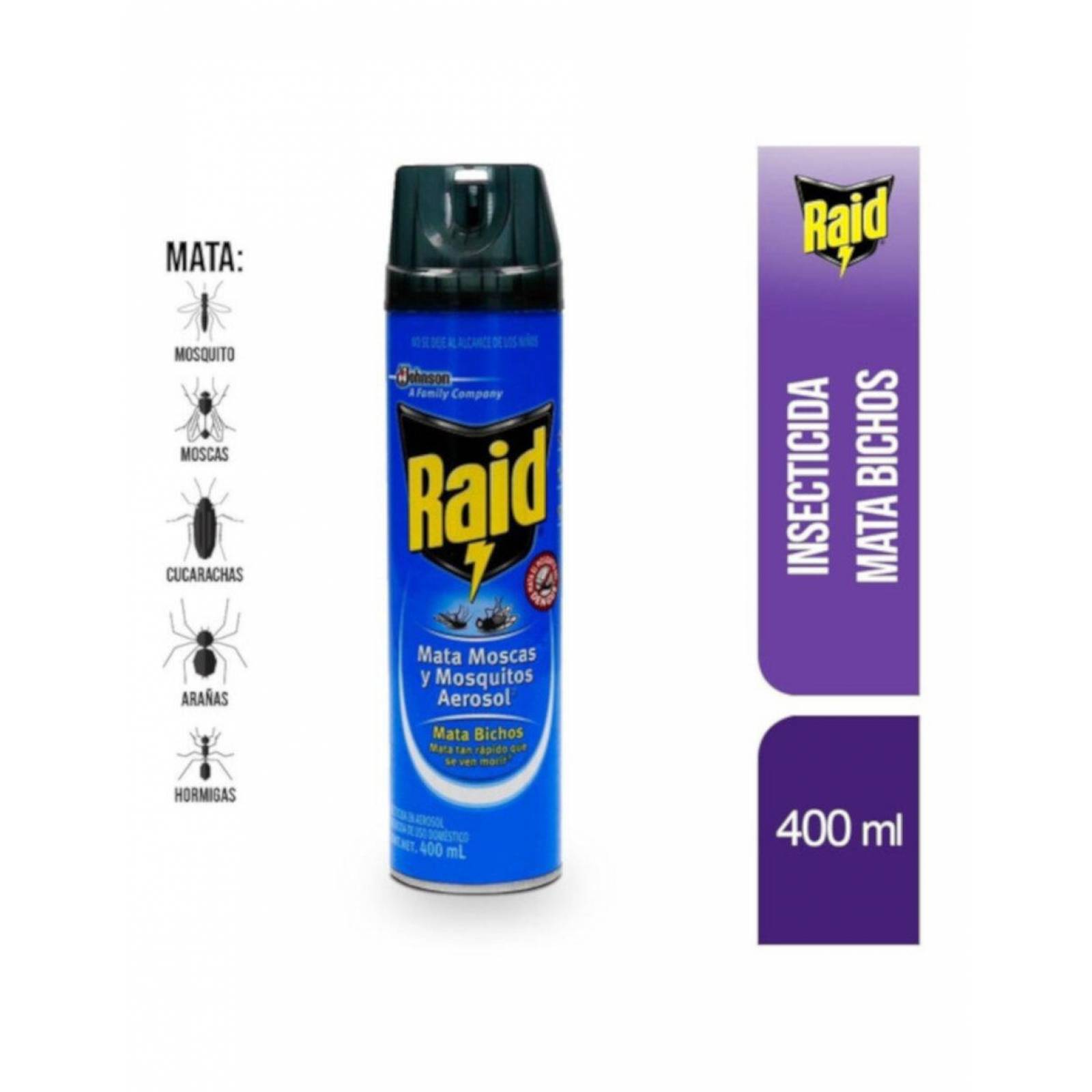 Pack de 12 Insecticida Raid Mata Bichos de 400 ml 