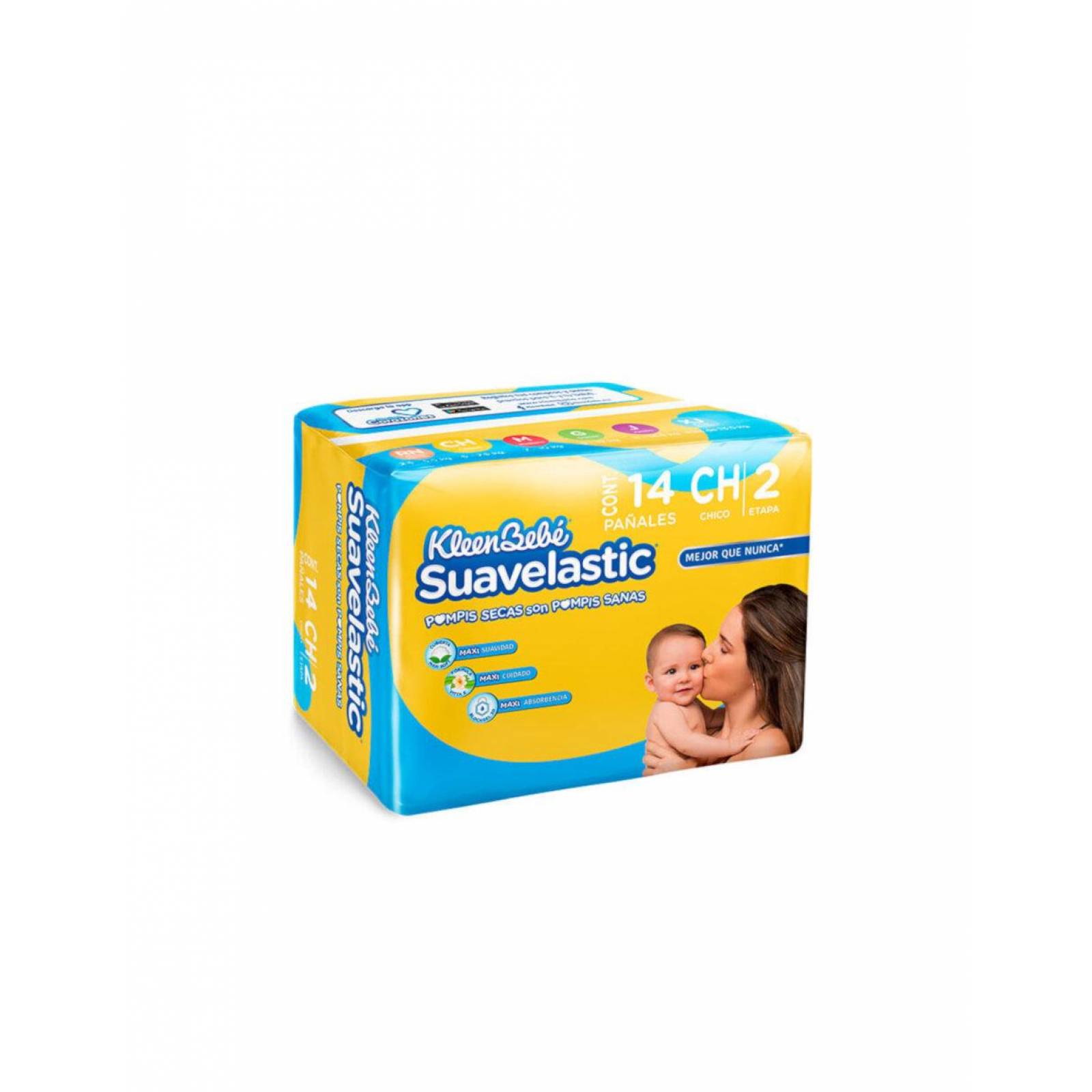 Pack de 8 Pañal Suavelastic Max Chico de 14 piezas 