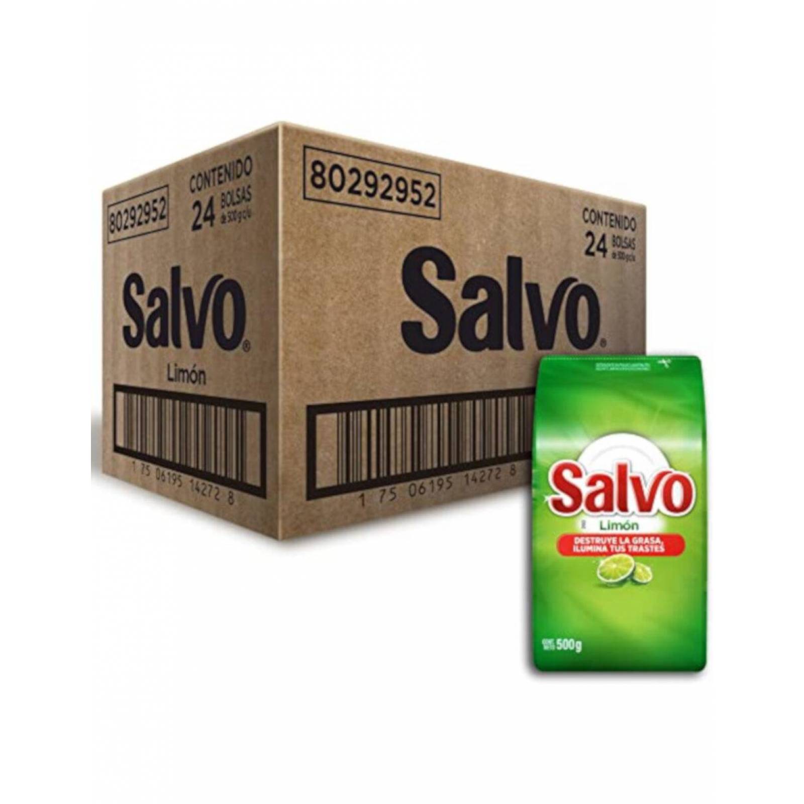 Pack de 24 Lavatrastes en Polvo Salvo Limón de 500 gr 