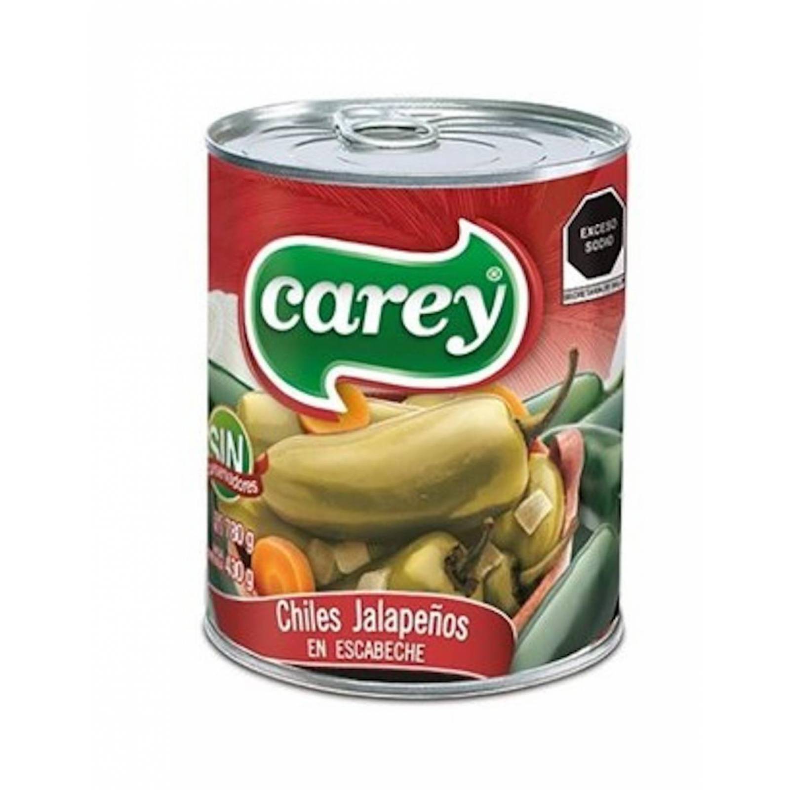 Pack de 12 Chiles Jalapeños enteros Carey de 780g 