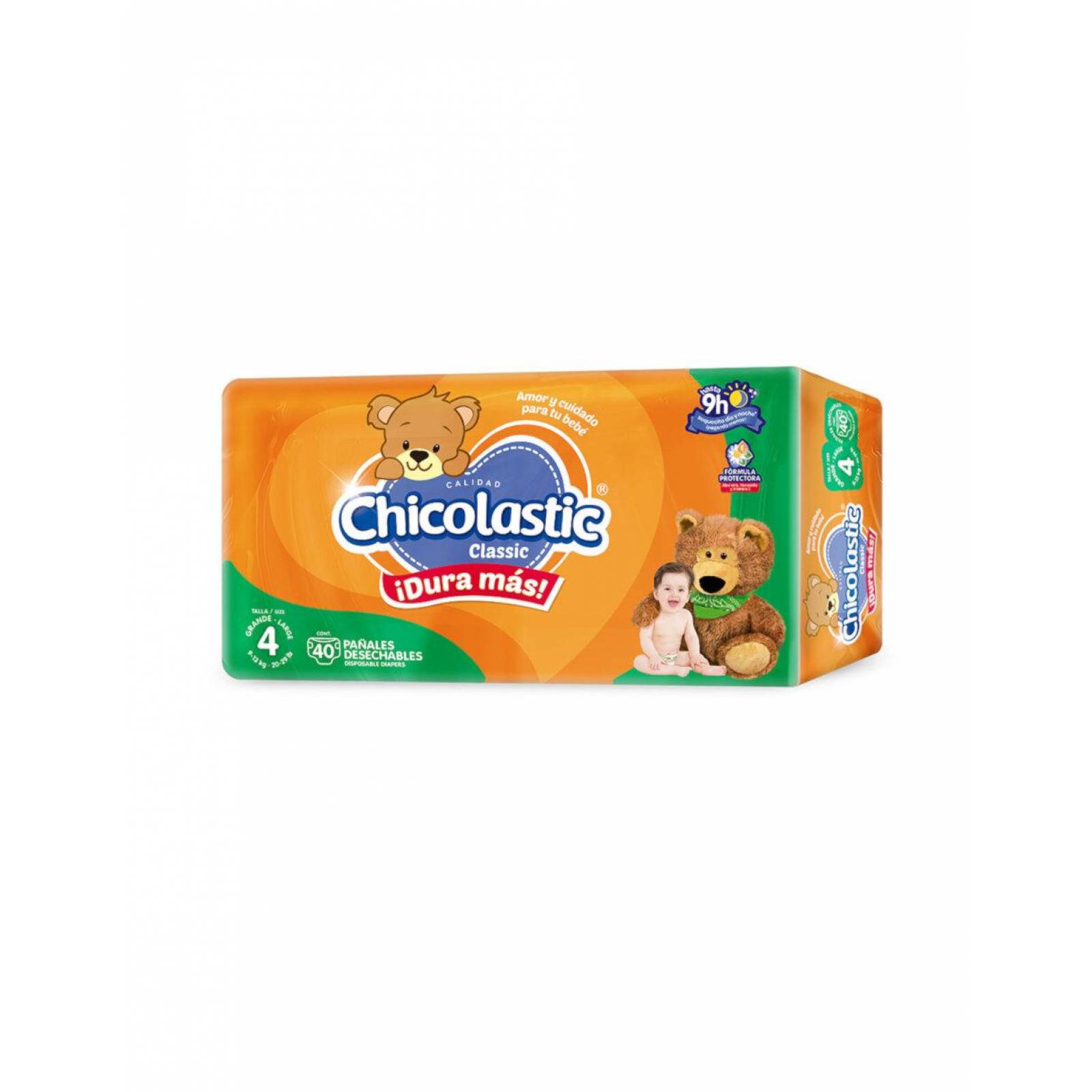 Pack de 4 Pañal Chicolastic Classic Etapa 4 de 40 Pañales 