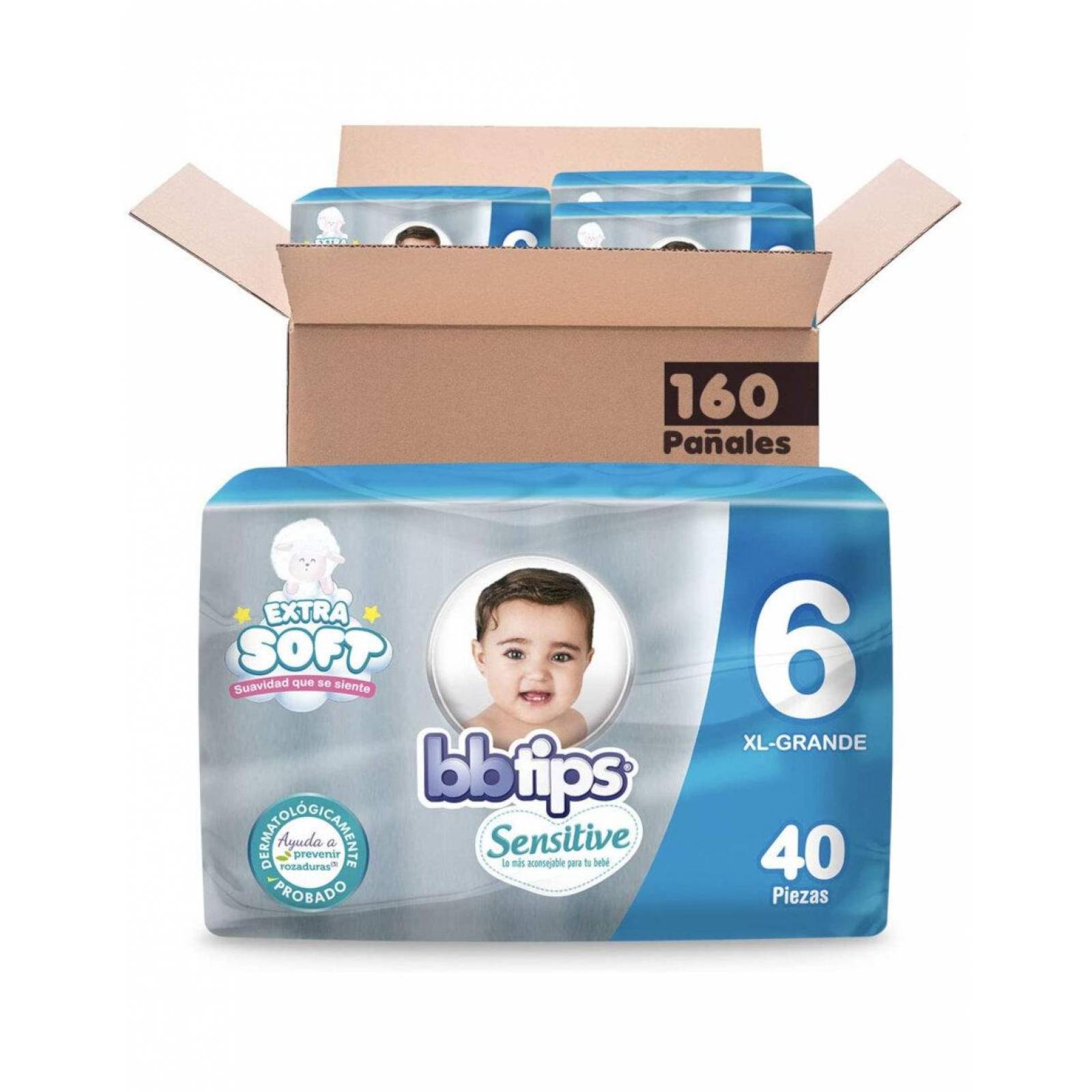 Pack de 4 Pañal BBTips Etapa 6 de 40 pañales 
