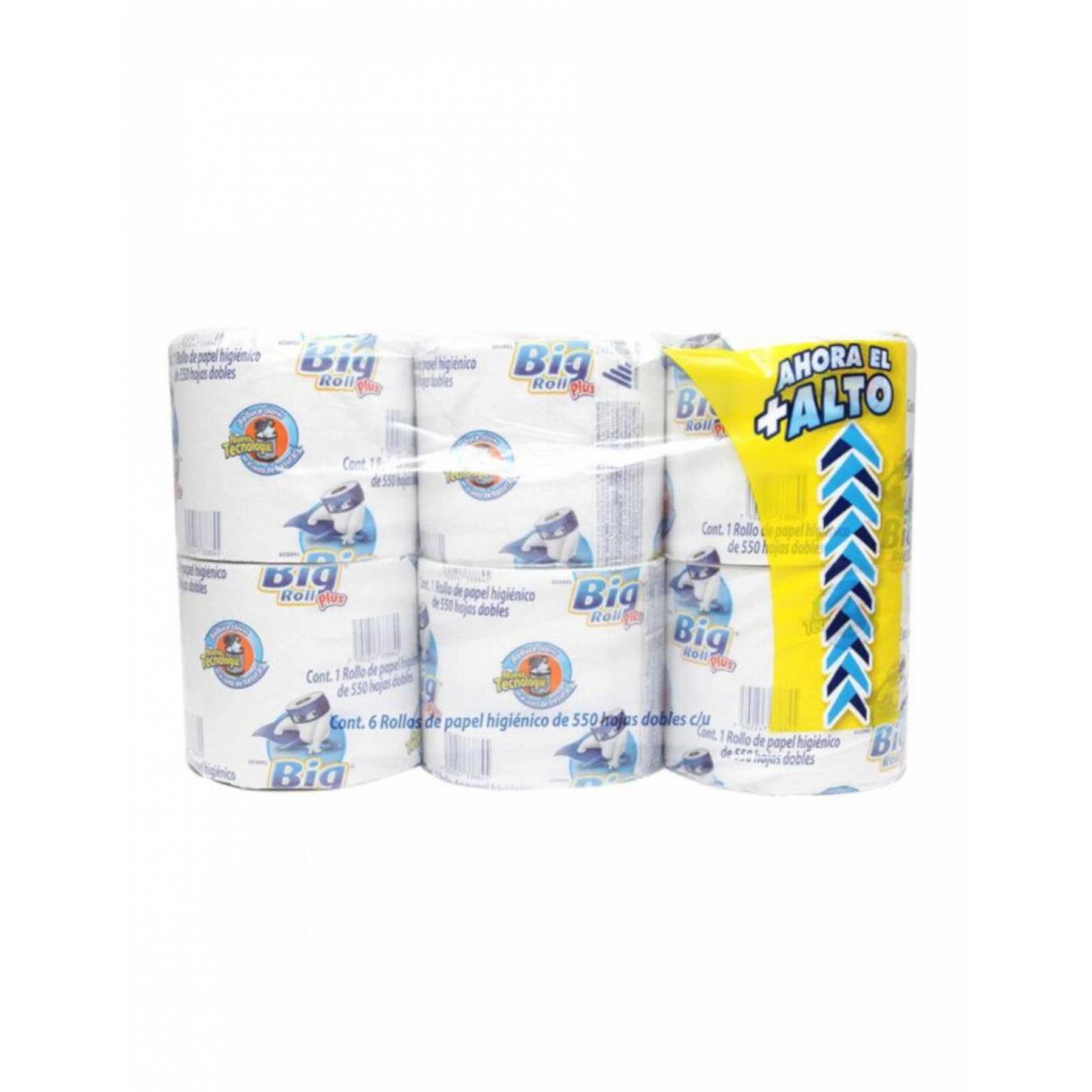 Pack de 8 Papel Hig. Big Roll 550 Hojas Dobles de 6 Rollos