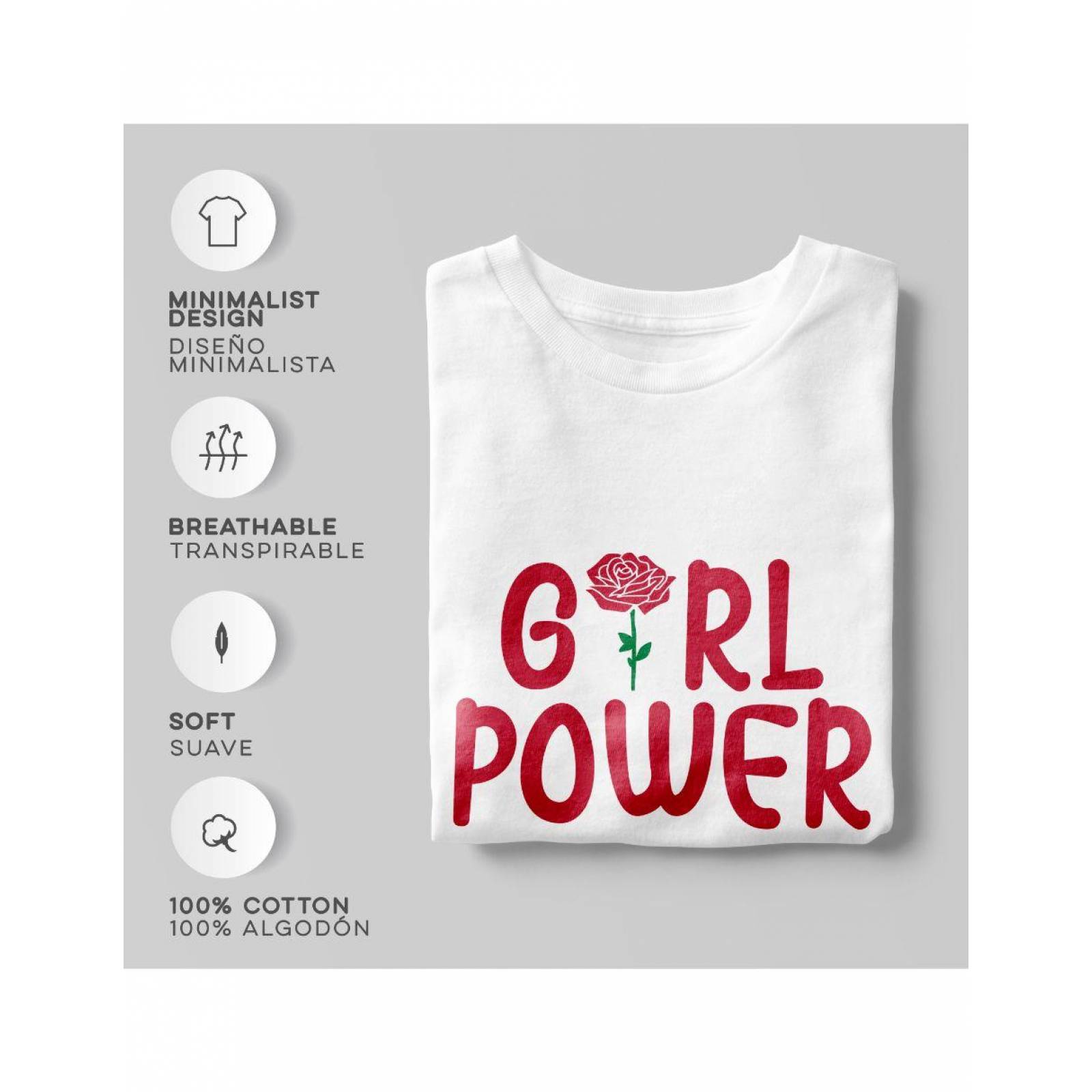 Blusa Blanca mujer Eudaimonia Playera Feminista Girl Power