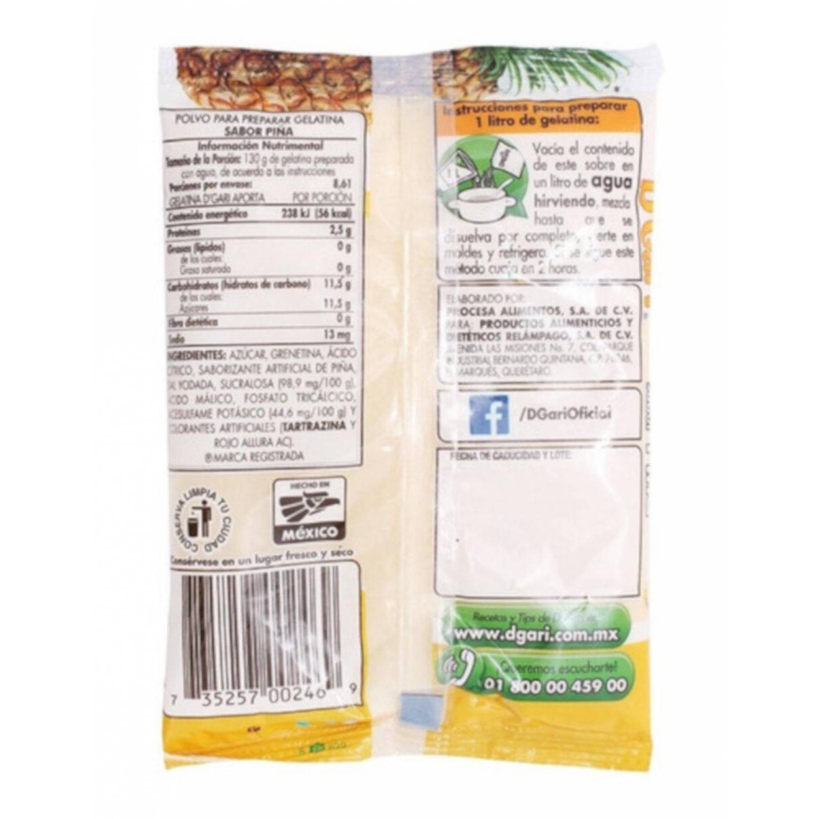 Pack de 50 Gelatina de Agua D'Gari Piña 120 gr 