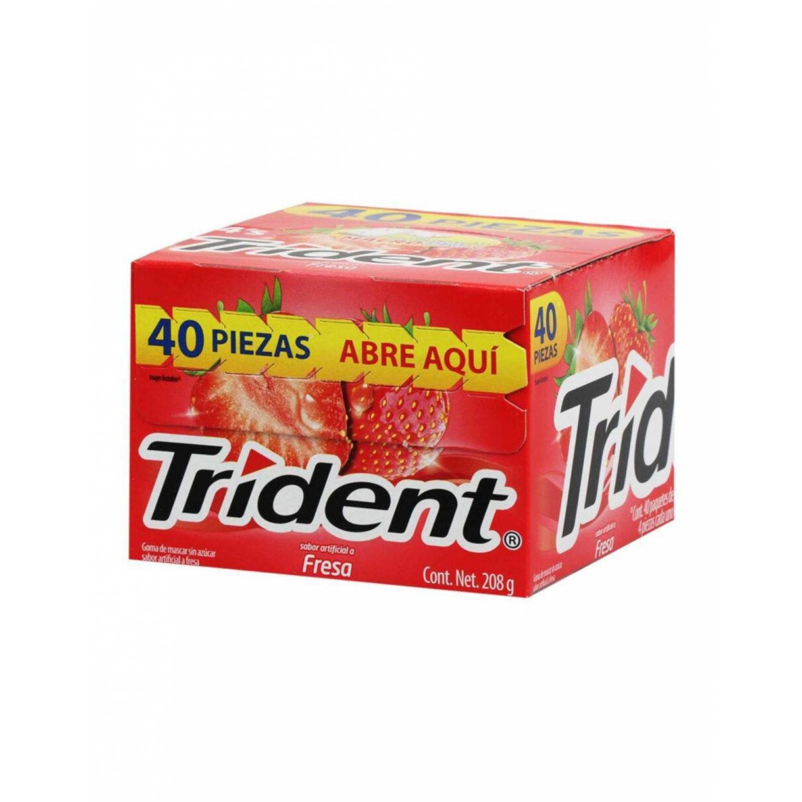 Pack de 40 Chicle Trident White 4's Fresa de 40 piezas