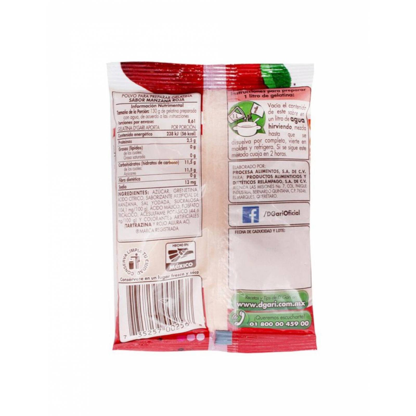 Pack de 50 Gelatina de Agua D'Gari Manzana 120 gr 