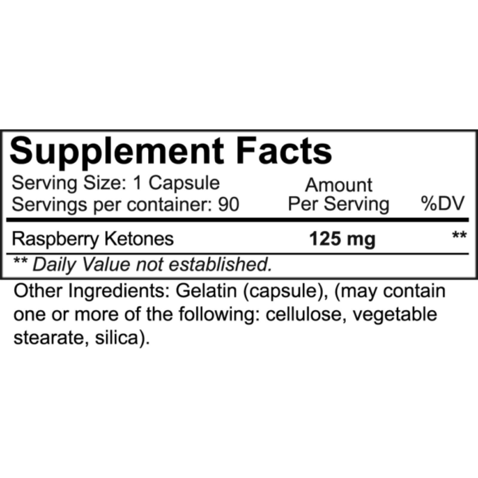 Cetonas de frambuesa Nutrakey Raspberry Ketones 125 mg 90 Cápsulas 