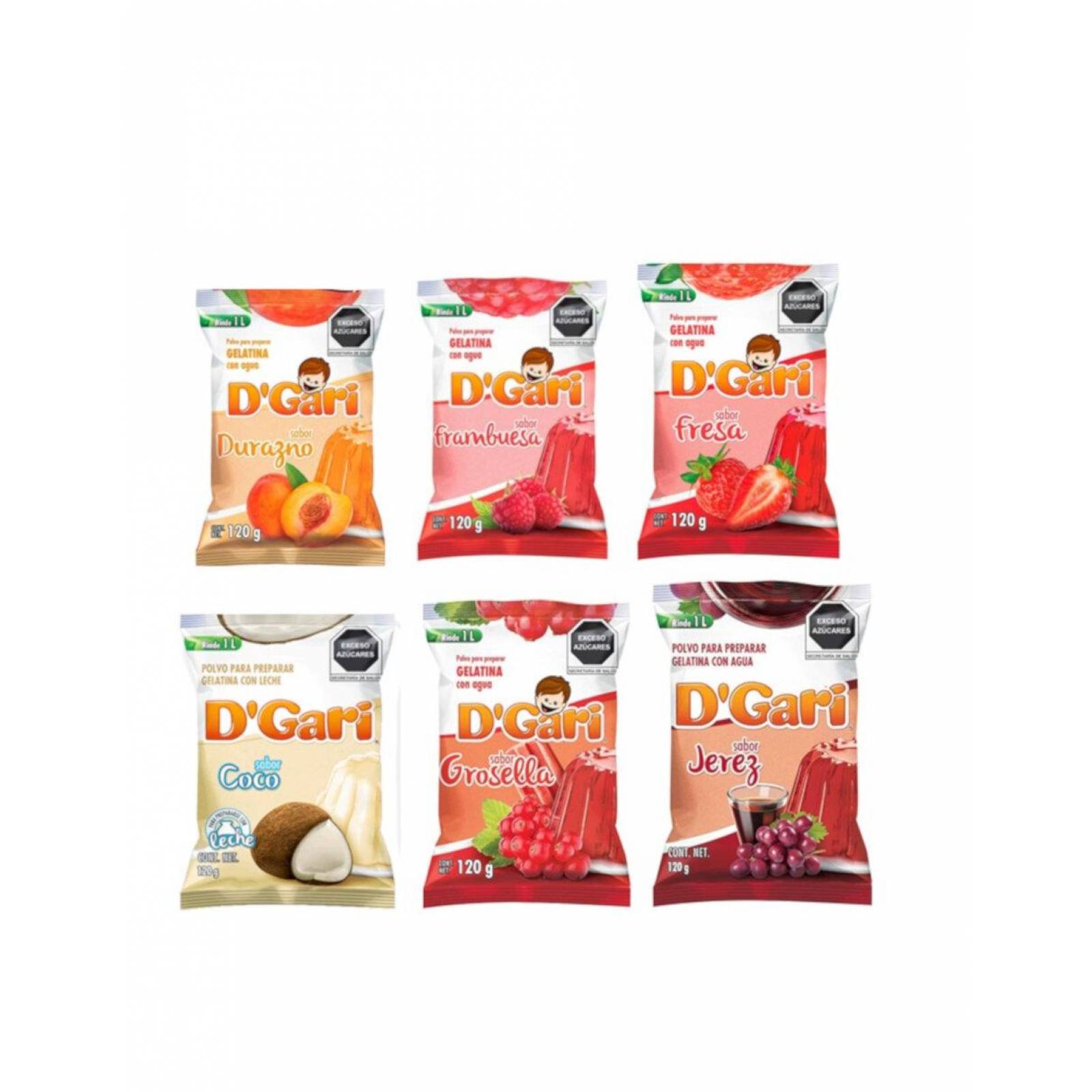 Pack de 24 Gelatina D´Gari Agua Surtida 120 gr 