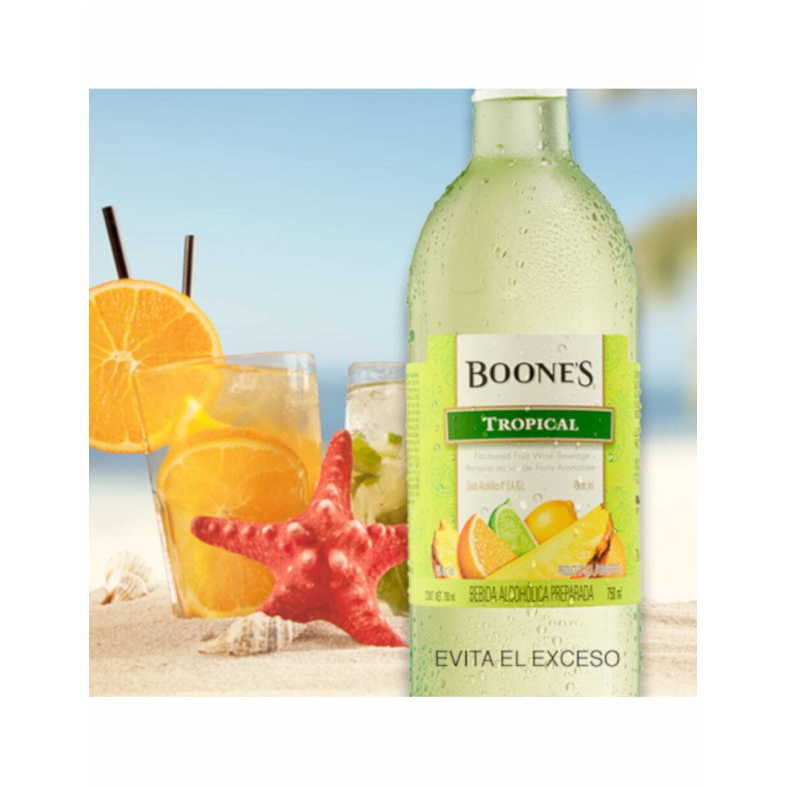 Pack de 12 Bebida Alcohólica Boones Tropical 750 ml