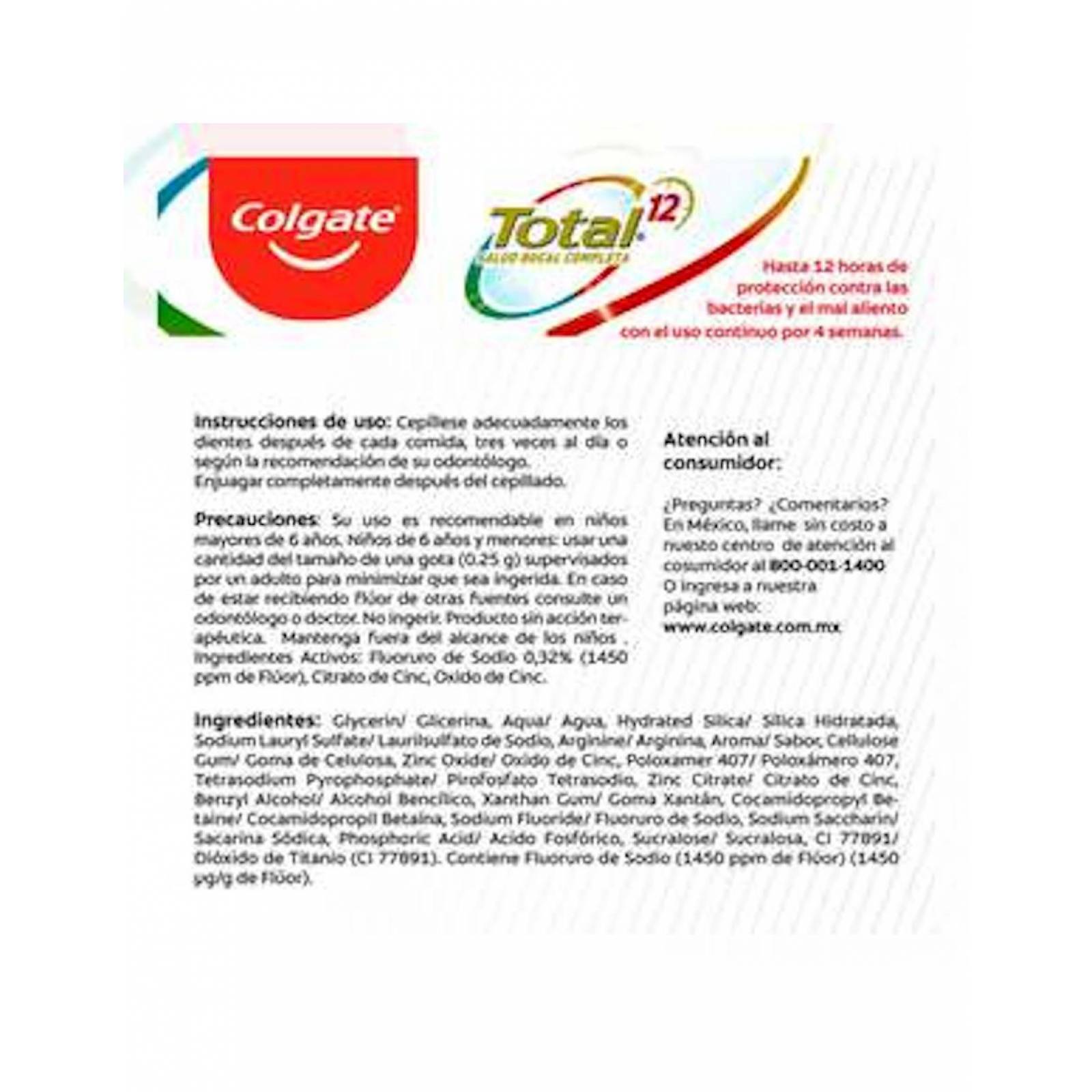 Pack de 72 Pasta Dental Colgate Total 12 Clean Mint de 100ml 
