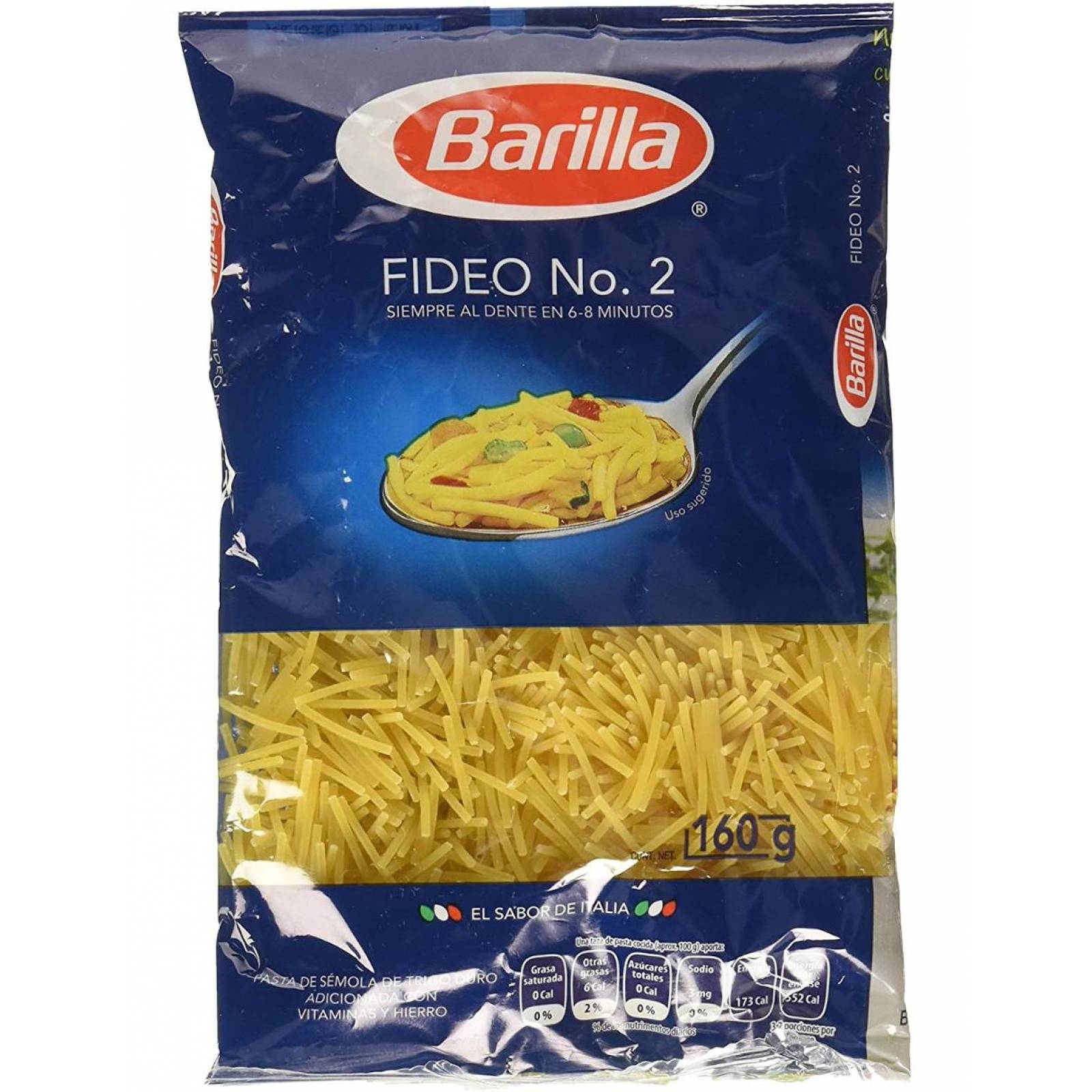 Pack de 20 Sopa de pasta Barilla Fideo #2 de 160g 