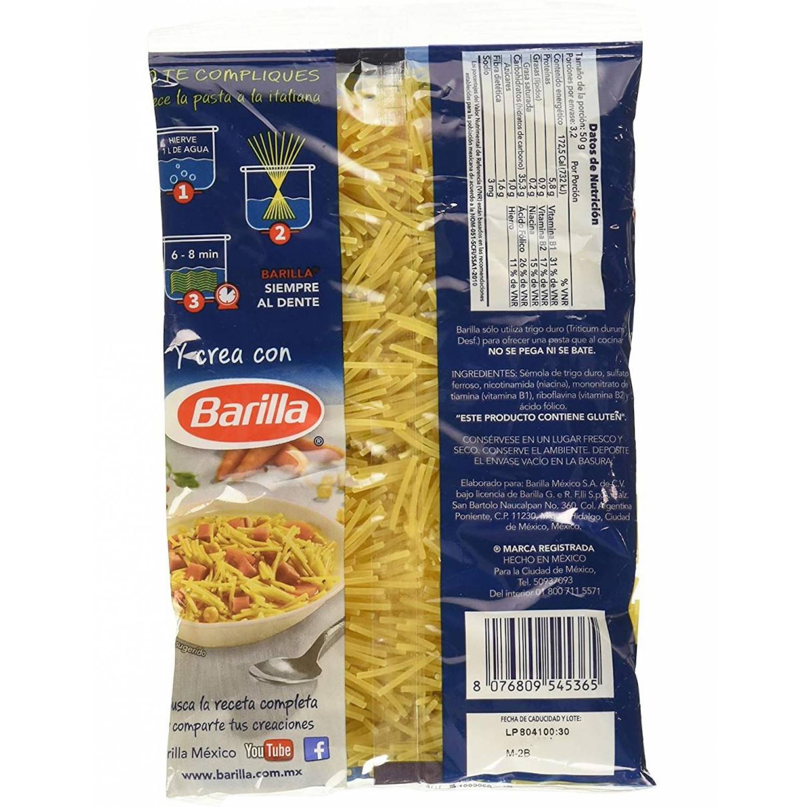 Pack de 20 Sopa de pasta Barilla Fideo #2 de 160g 