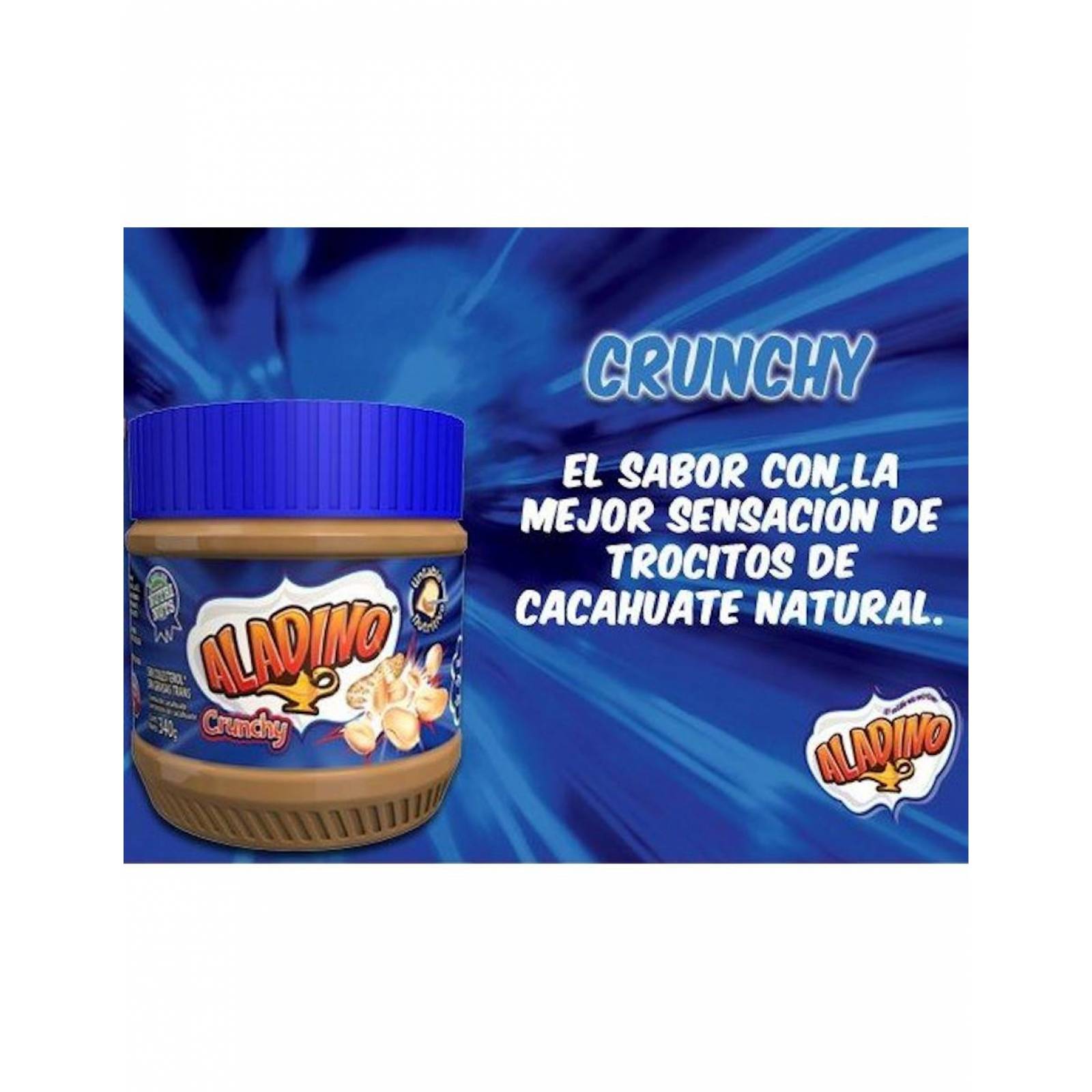 Pack de 12 Crema Aladino Cacahuate Trocito de 340g 