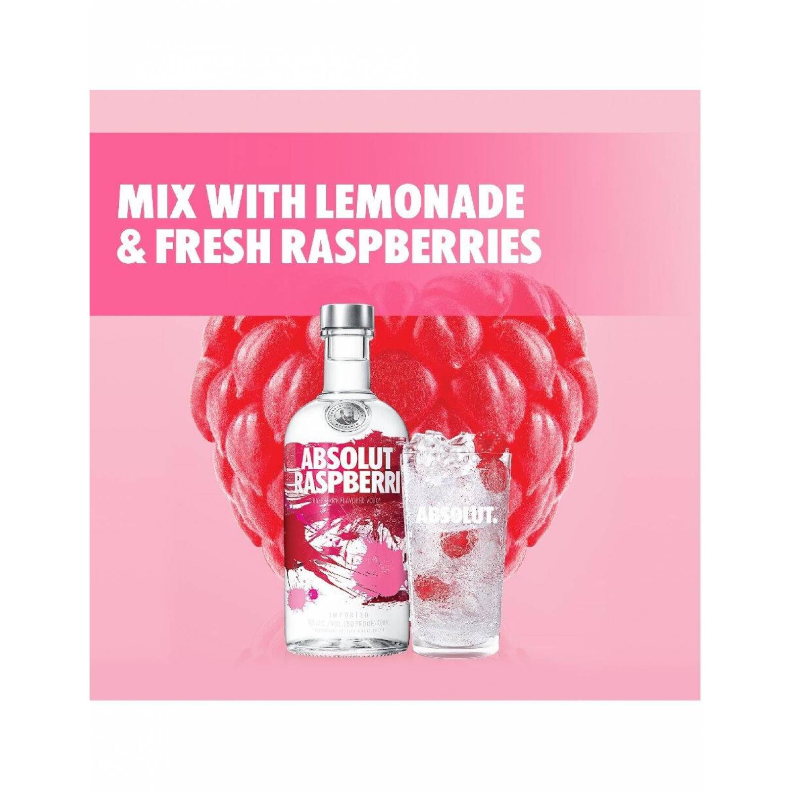 Pack de 24 Vodka Absolut Raspberry de 200 ml
