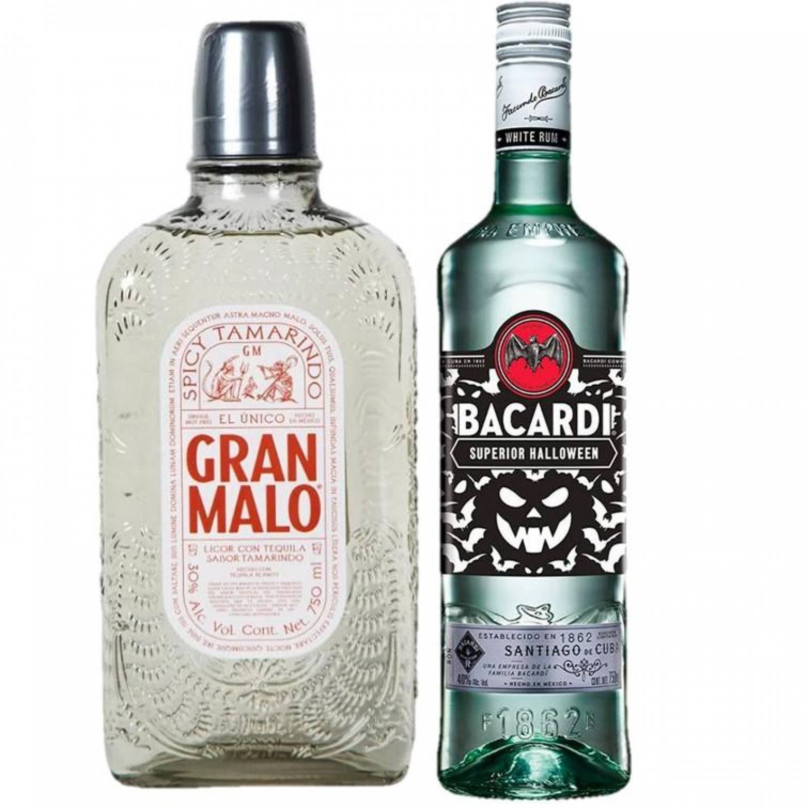 Pack de Gran Malo Tamarindo 750 ml+Bacardi Halloween 750 ml 