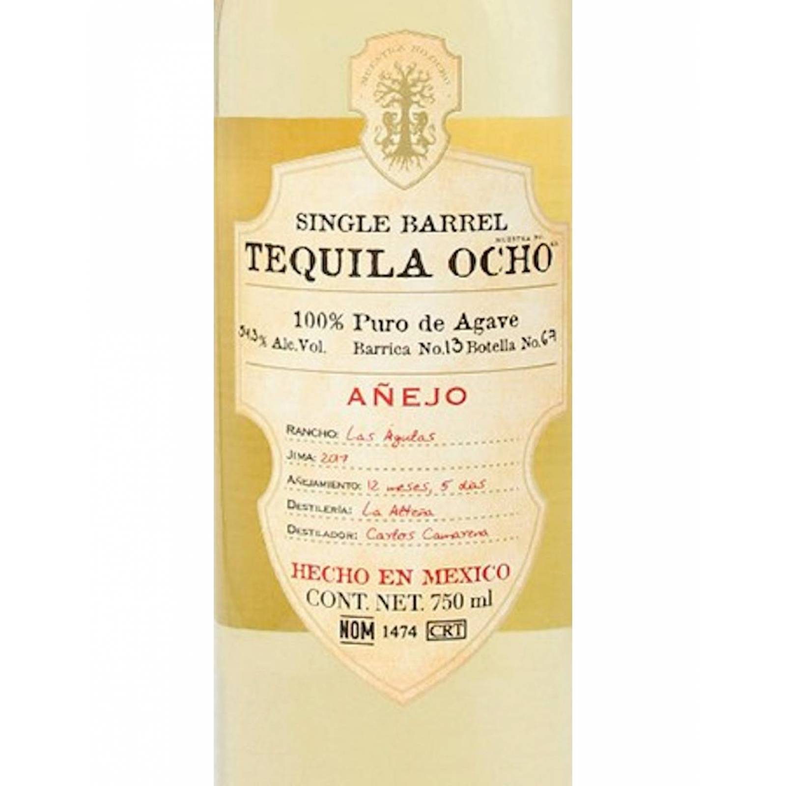 Tequila Ocho Añejo Single Barrel 750 ml 