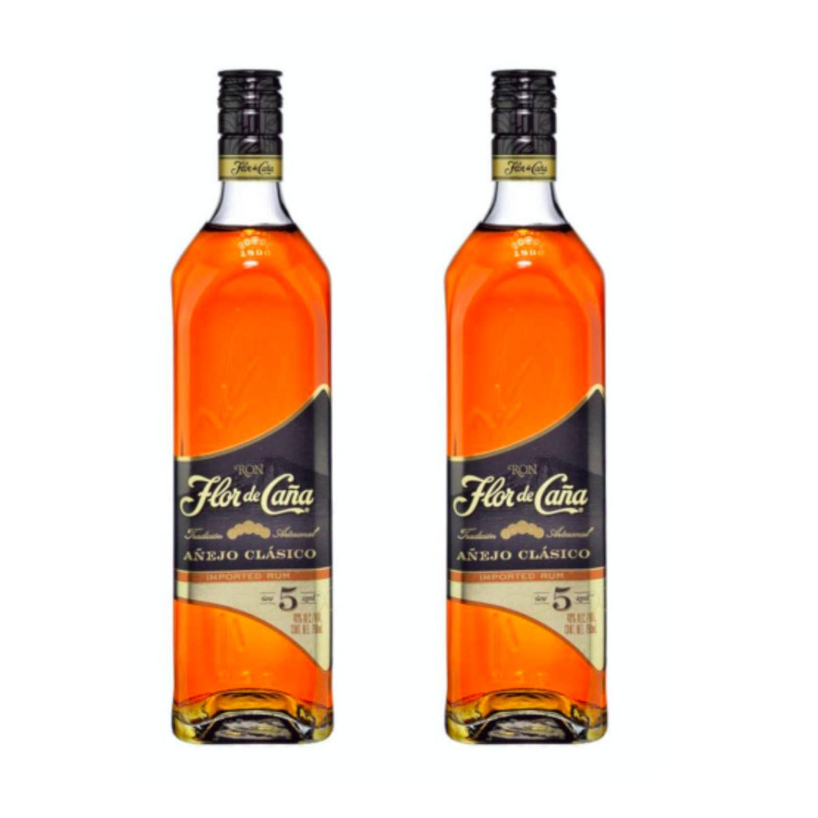 Pack de 2 Ron Flor de Caña Añejo 5 Años 750 ml 