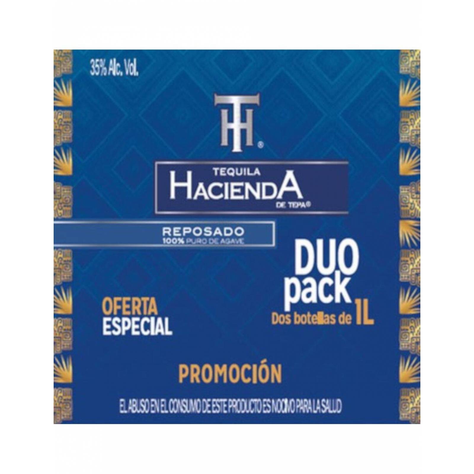 Pack de 2 Tequila Hacienda De Tepa Repos. 100% 2 Botellas 1L 