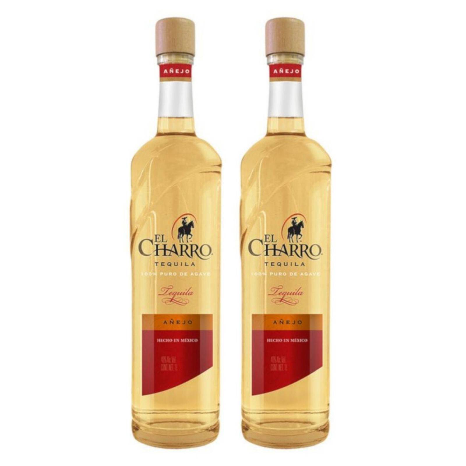 Pack de 2 Tequila El Charro Añejo 100% 1 L 