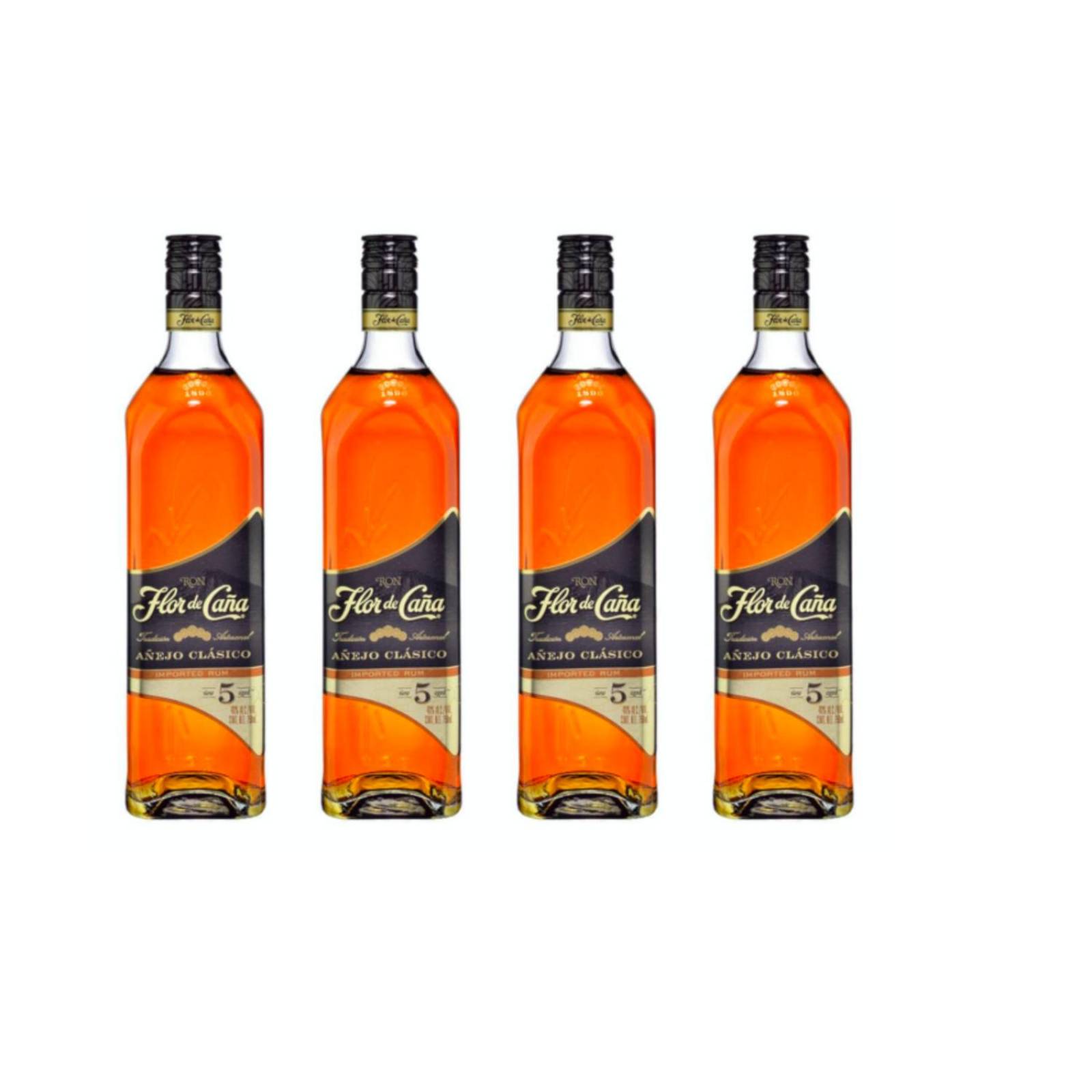 Pack de 4 Ron Flor de Caña Añejo 5 Años 750 ml 
