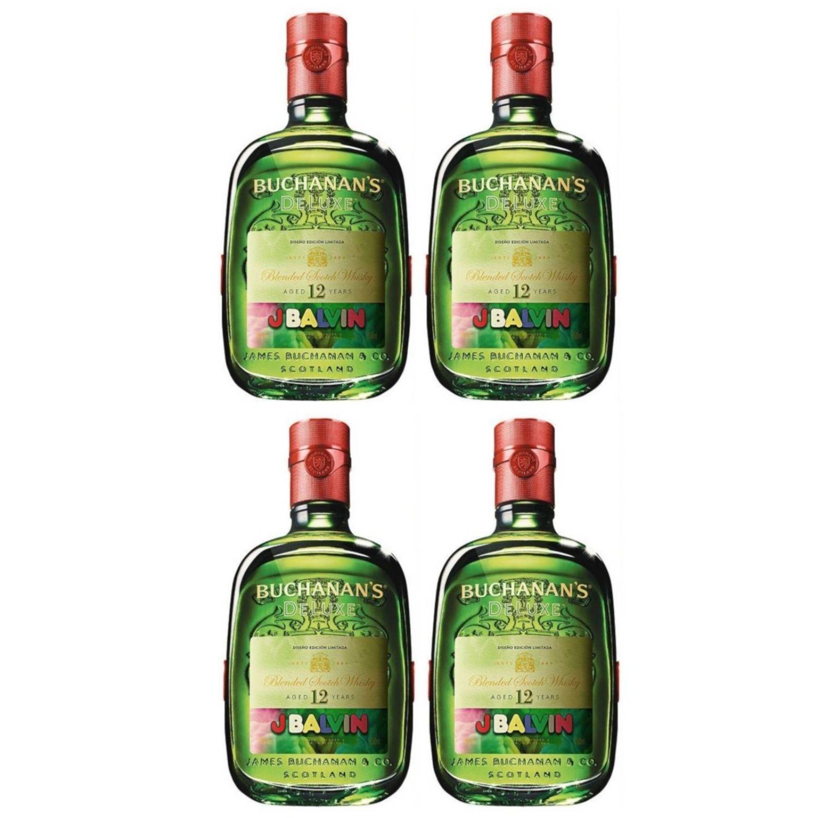 Pack de 4 Whisky Buchanans 12 Años Ed. J Balvin 750 ml 