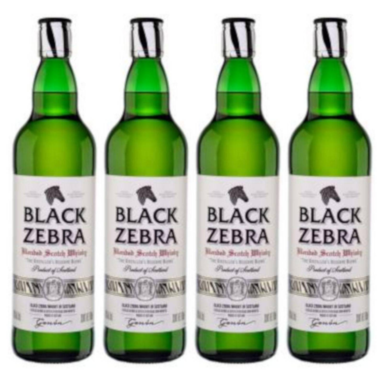 Pack de 4 Whisky Black Zebra 750 ml 