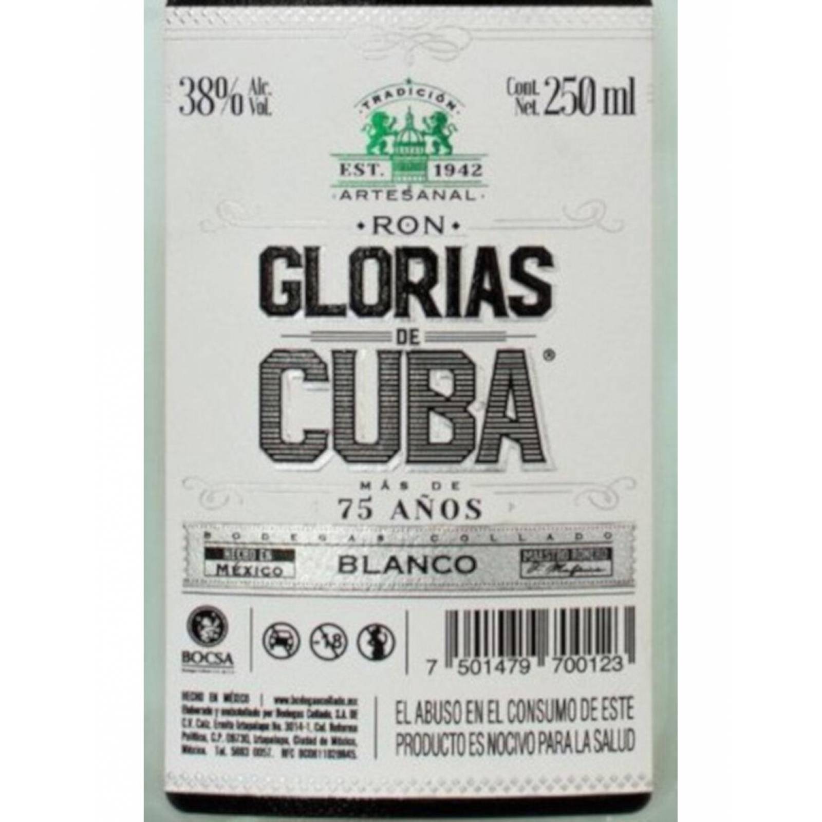 Pack de 6 Ron Glorias de Cuba Blanco 250 ML
