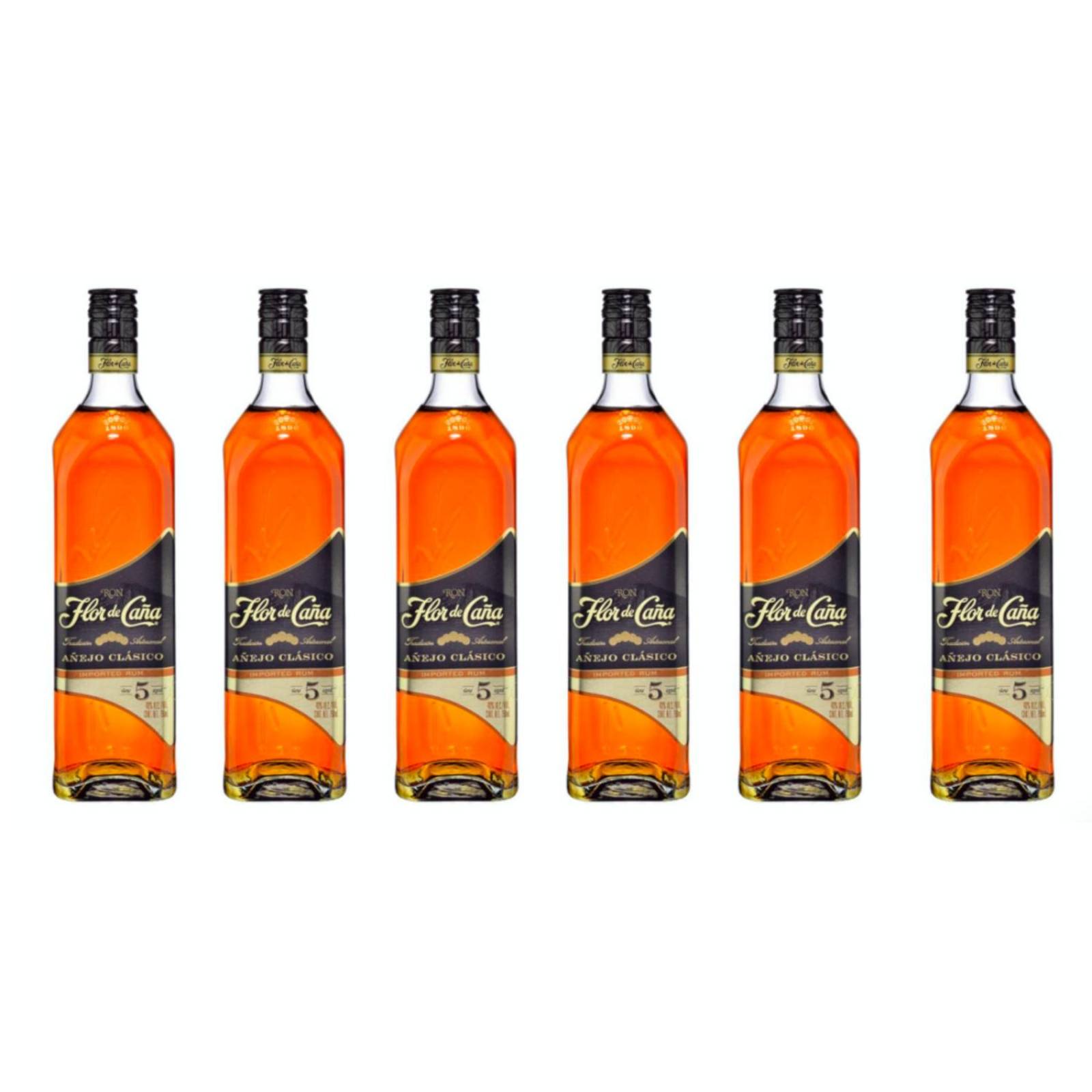 Pack de 6 Ron Flor de Caña Añejo 5 Años 750 ml 