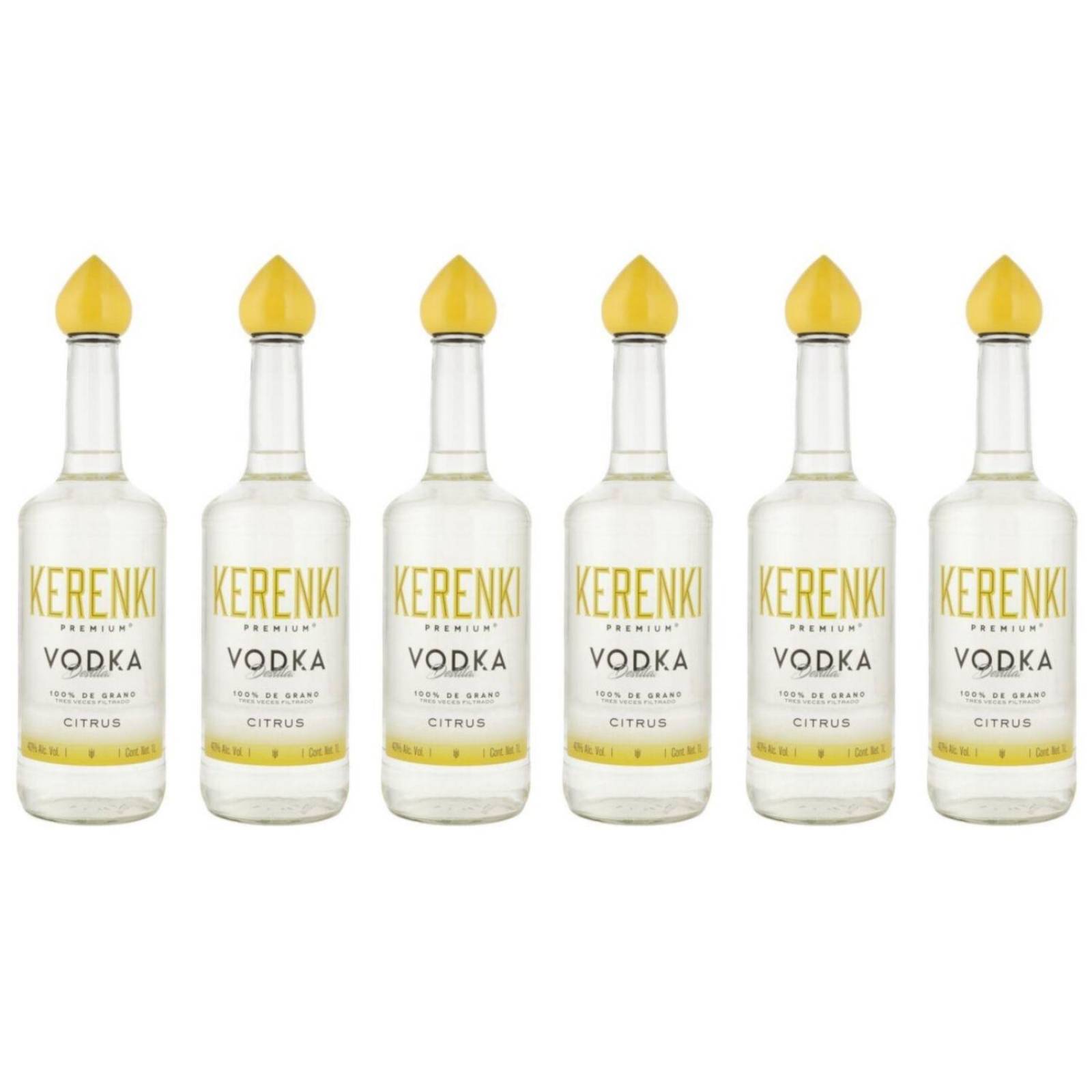 Pack de 6 Vodka Kerenki Premium Citrus 1 L 