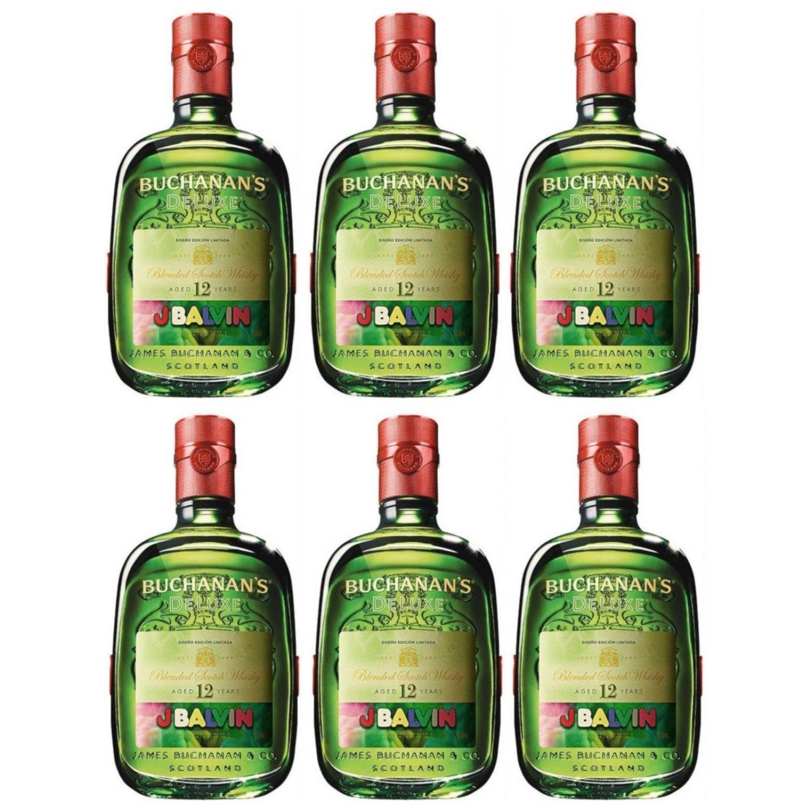 Pack de 6 Whisky Buchanans 12 Años Ed. J Balvin 750 ml