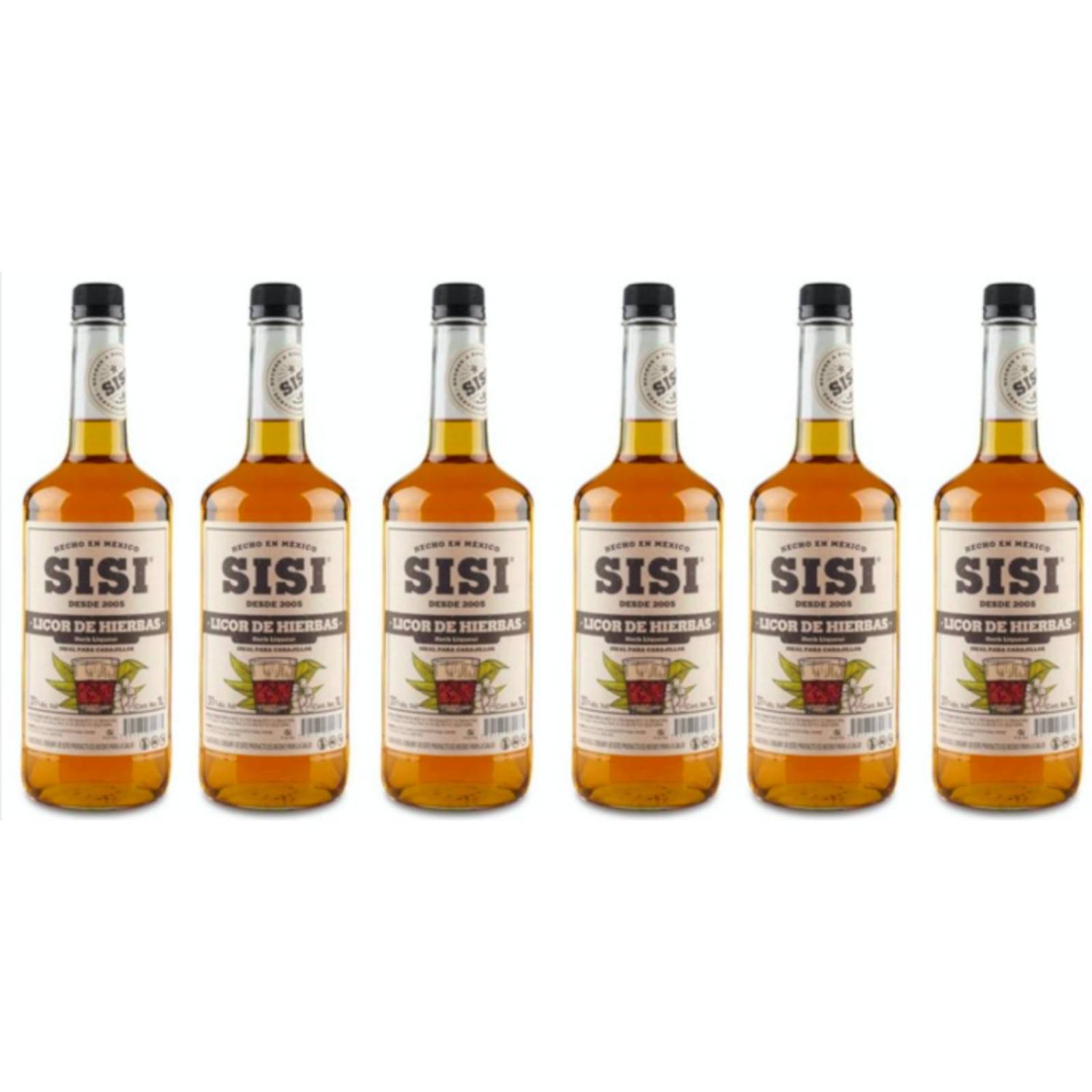 Pack de 6 Crema-Licor Sisi Hierbas 1 L 
