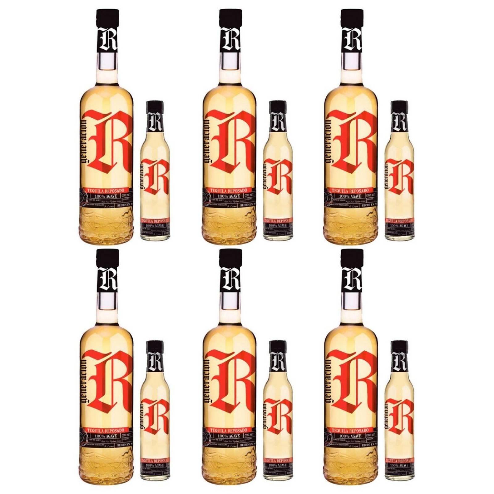 Pack de 6 Tequila Rebelde Reposado 750 + Mini de 250 ml