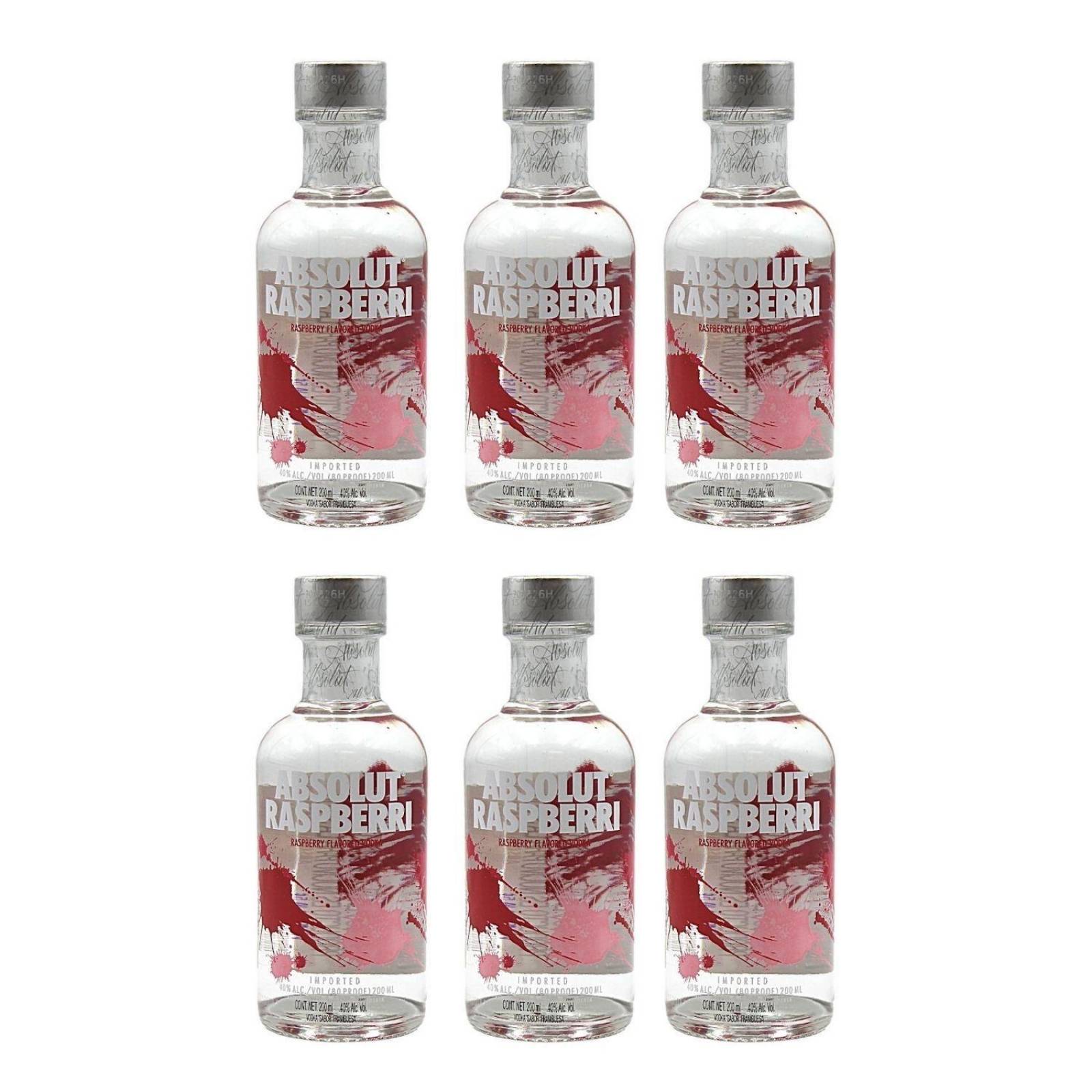 Pack de 6 Vodka Absolut Rasperri 200 ml