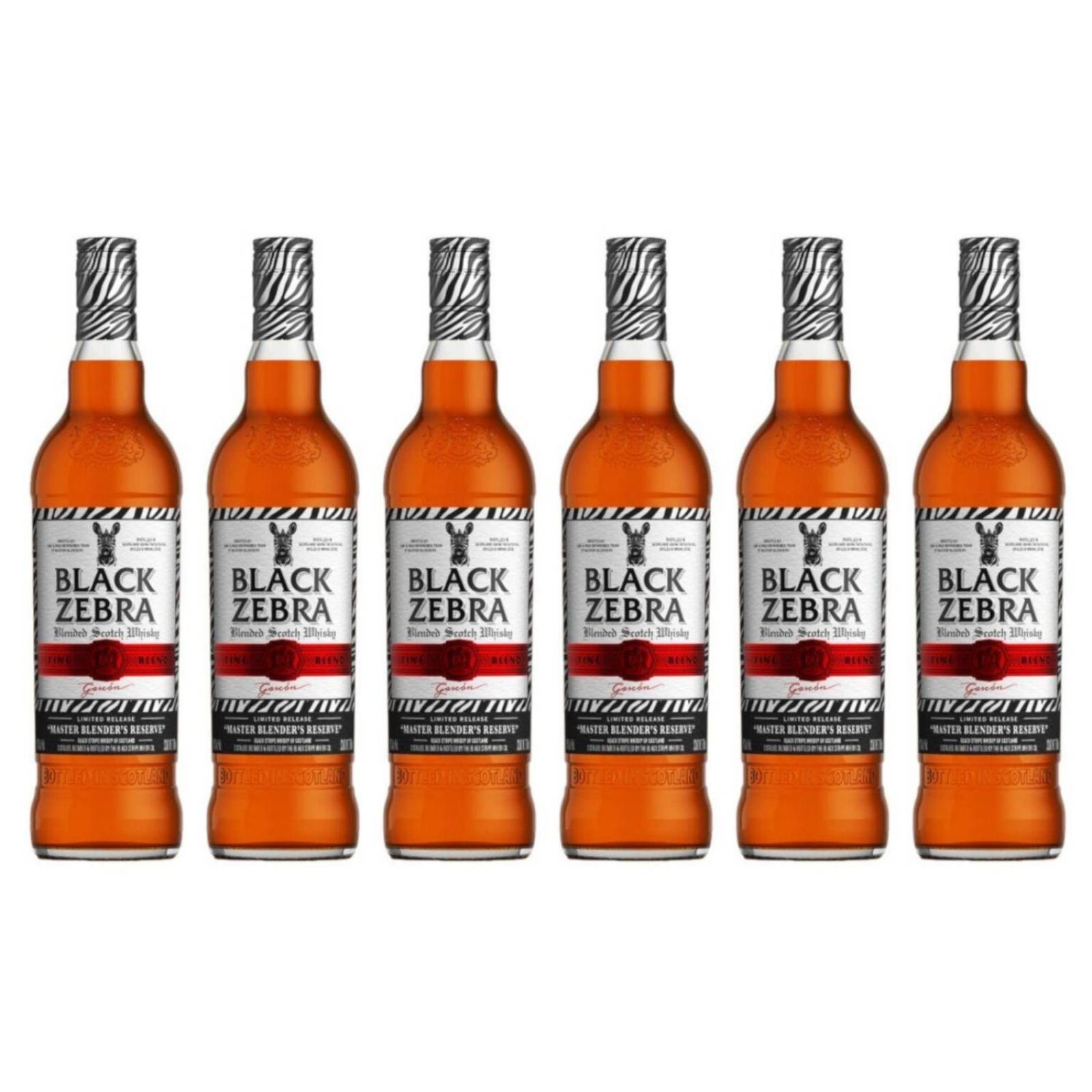 Pack de 6 Whisky Black Zebra Master 700 ml 
