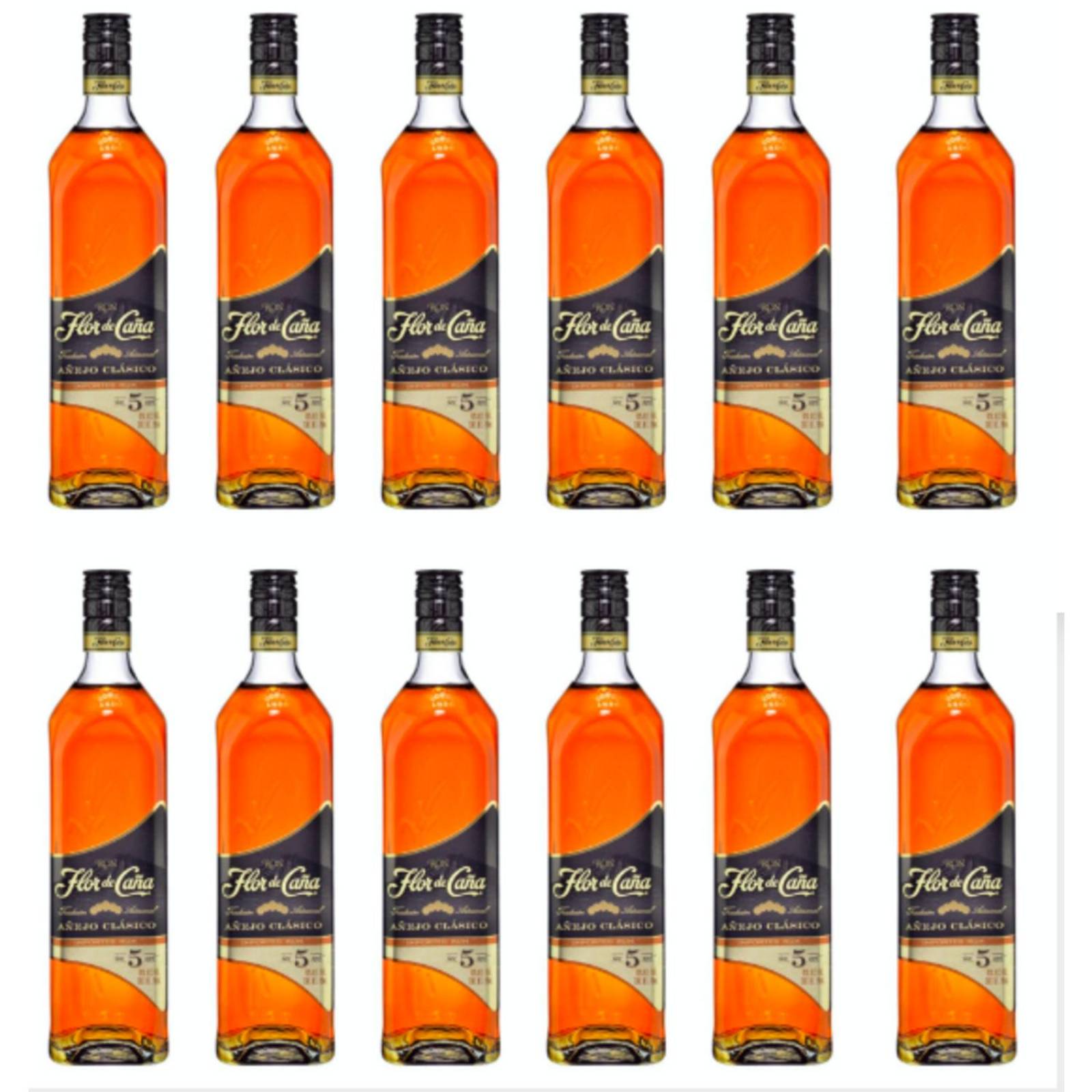 Pack de 12 Ron Flor de Caña Añejo 5 Años 750 ml 