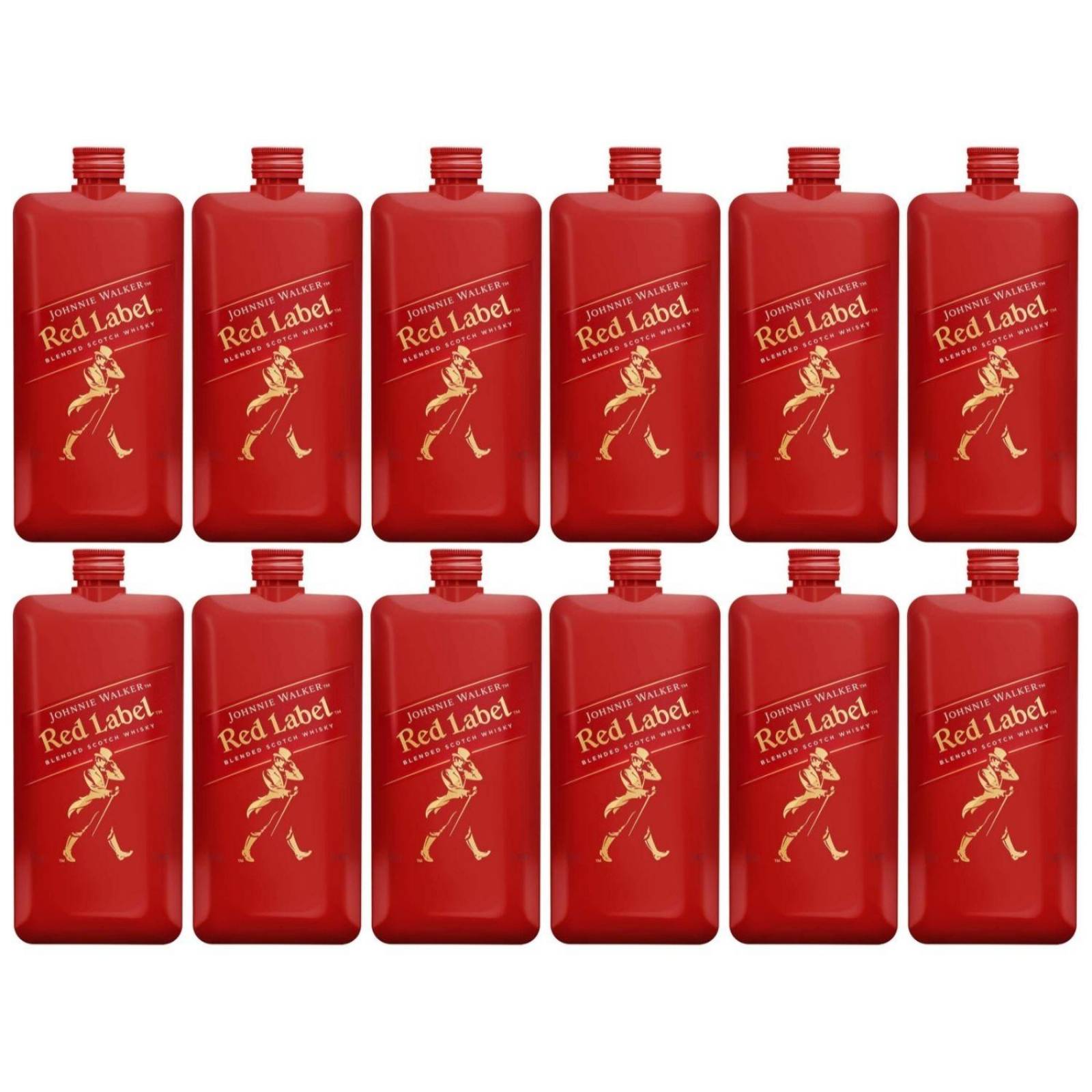 Pack de 12 Whisky Johnnie Walker Red Label Pocket 200 ml 