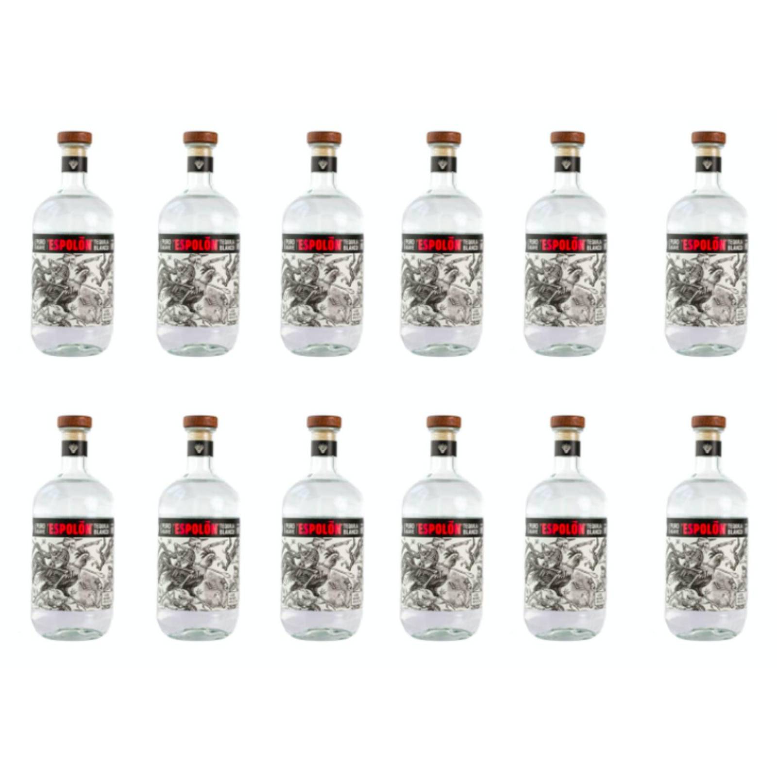 Pack de 12 Tequila Espolon Blanco 100% 1L 