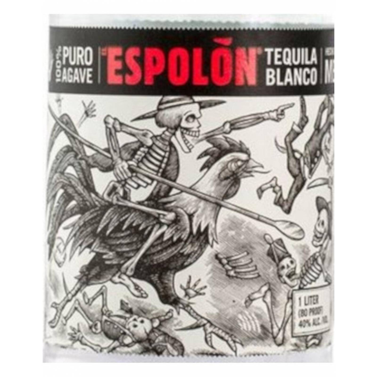 Pack de 12 Tequila Espolon Blanco 100% 1L 