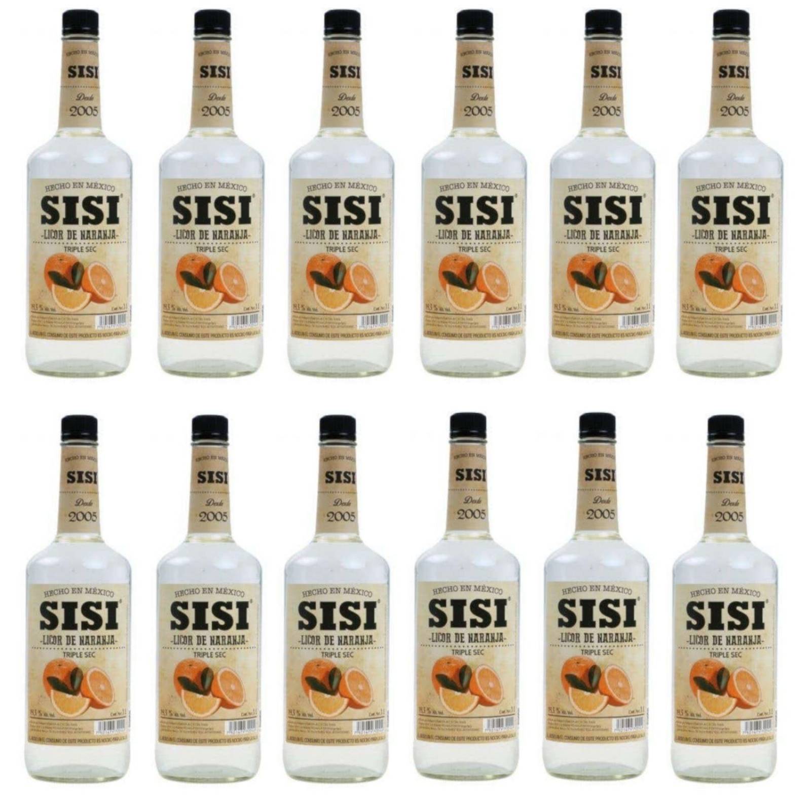 Pack de 12 Licor Sisi Naranja Triple Sec 1 L 