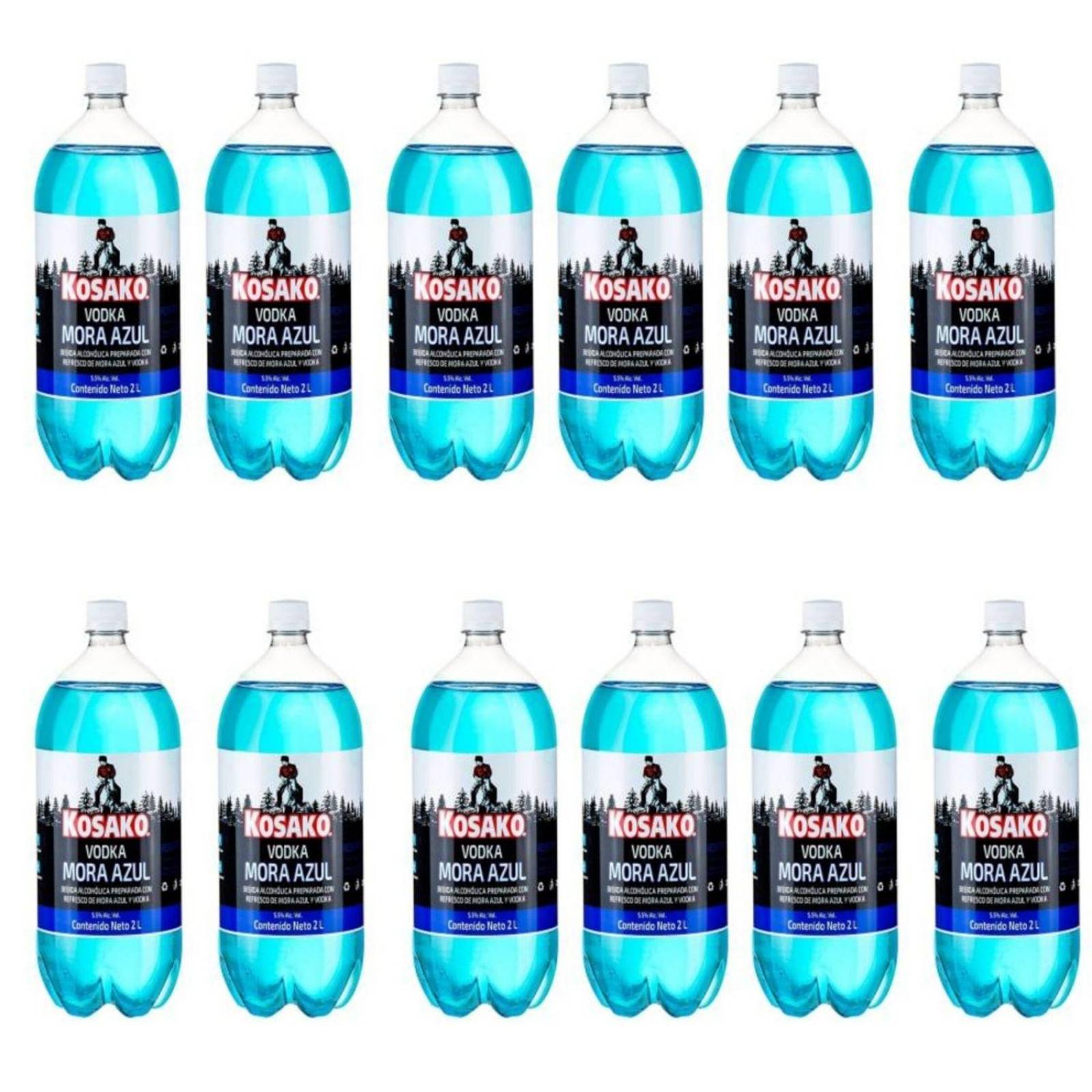 Pack de 12 Fusión Kosako Vodka/Mora Azul 2 L 