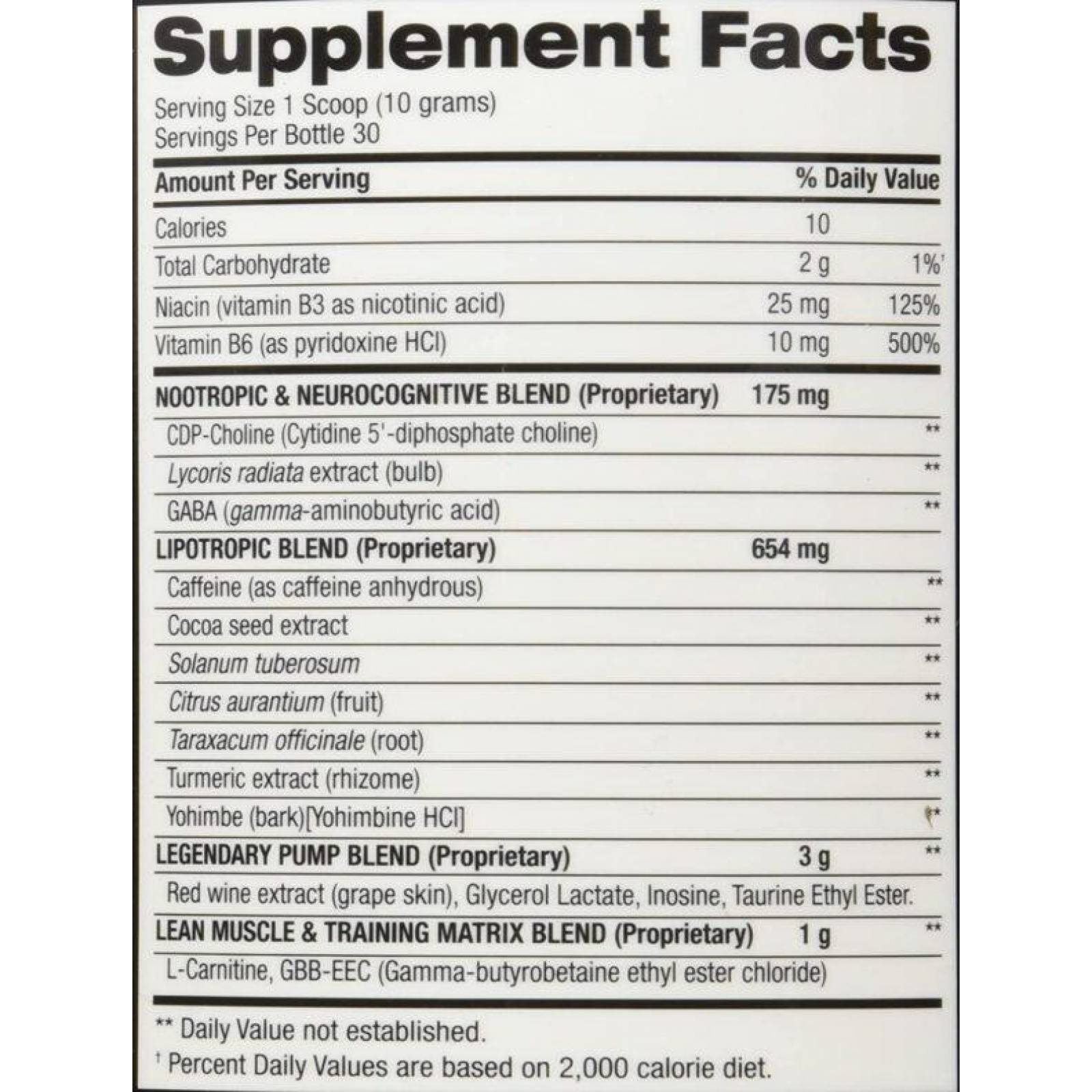 Óxido nítrico Cutler Nutrition Legend Pro 30 Servicios