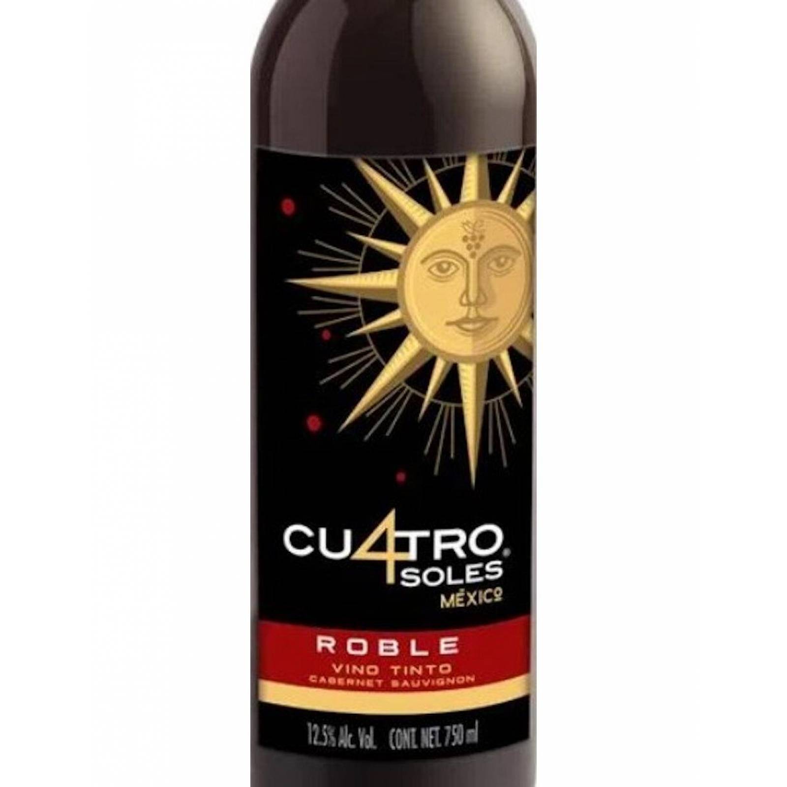 Pack de 2 Vino Tinto Cuatro Soles Roble Cabernet Sauv 750 ml 