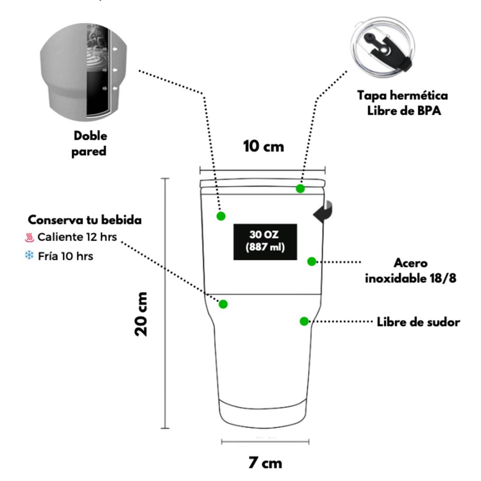 Vaso termico 30oz -Termo Rojo