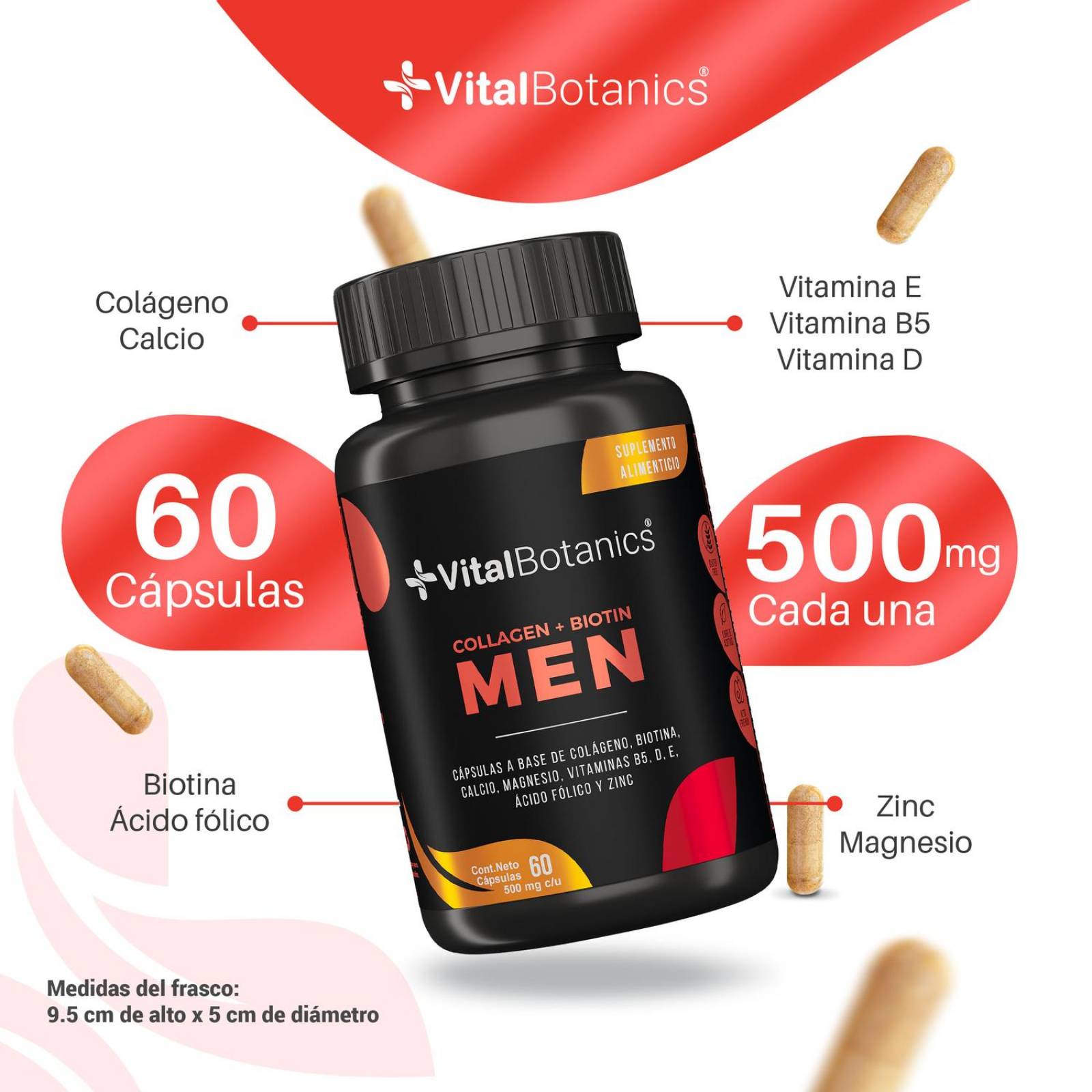 Colageno y Biotina para Hombre Vital Botanics 60 Caps 