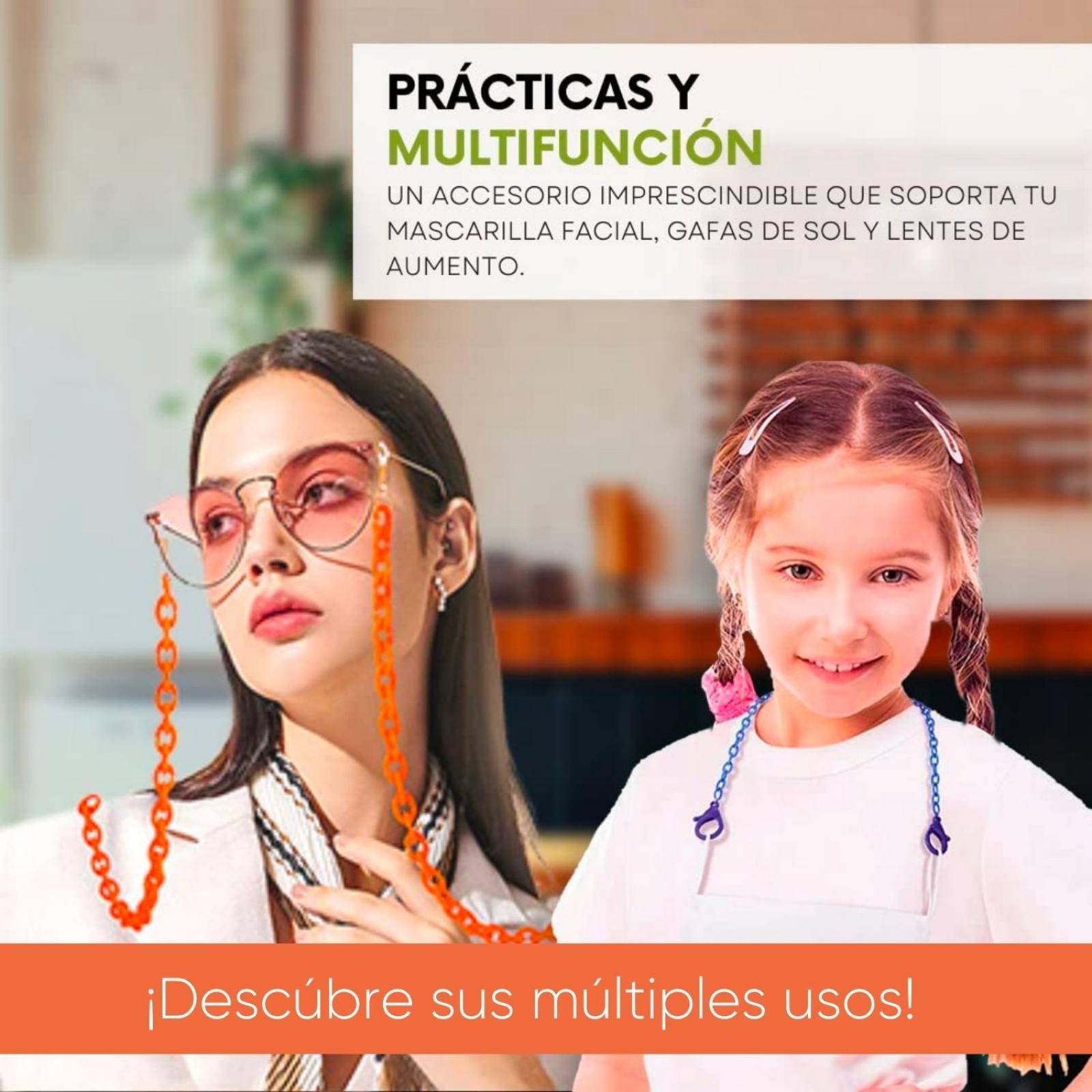 6 Pack Cadenas para Cubrebocas y Lentes BEE VIBES Multicolor 